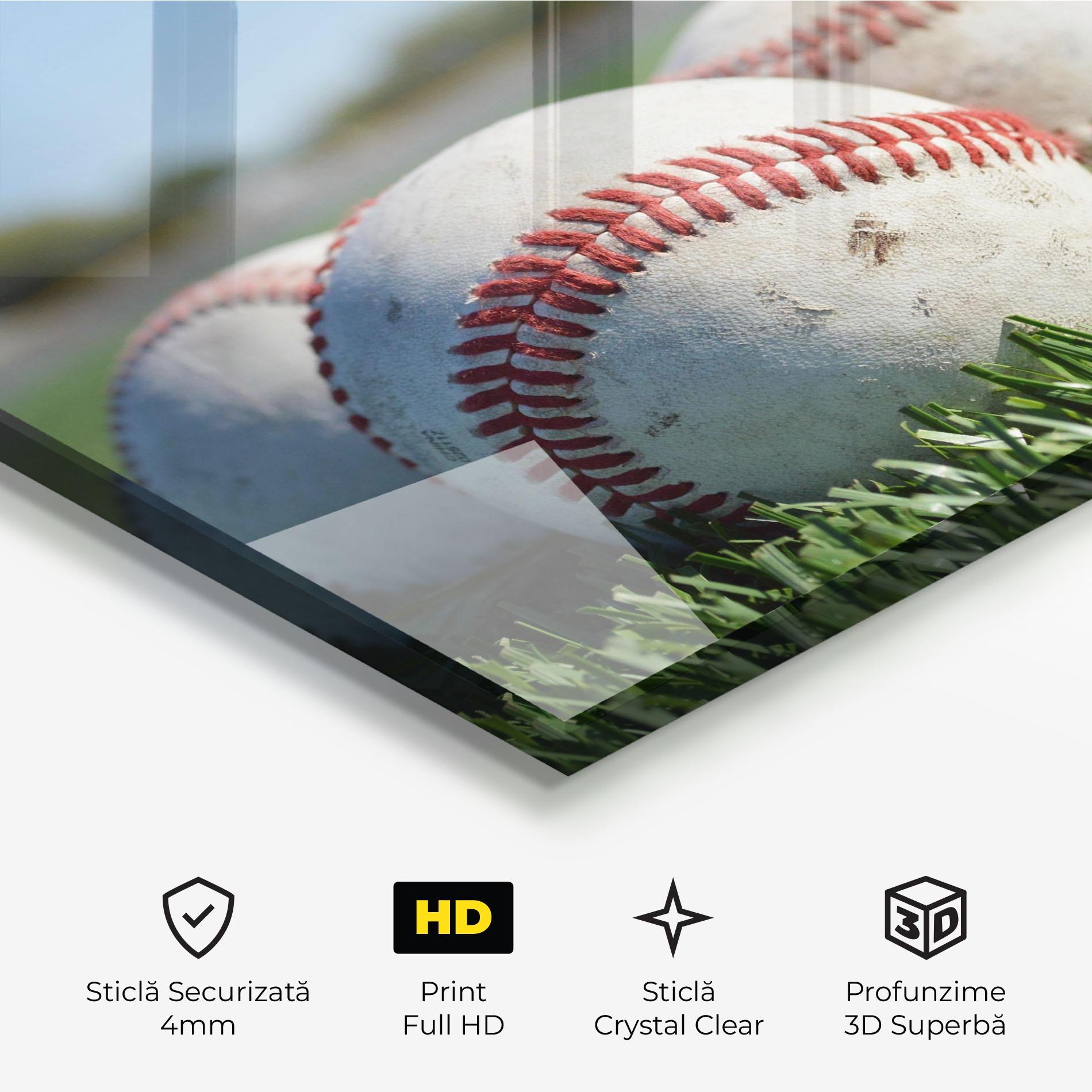 Tablou Sticla Baseball Ball In Grass mockup 3