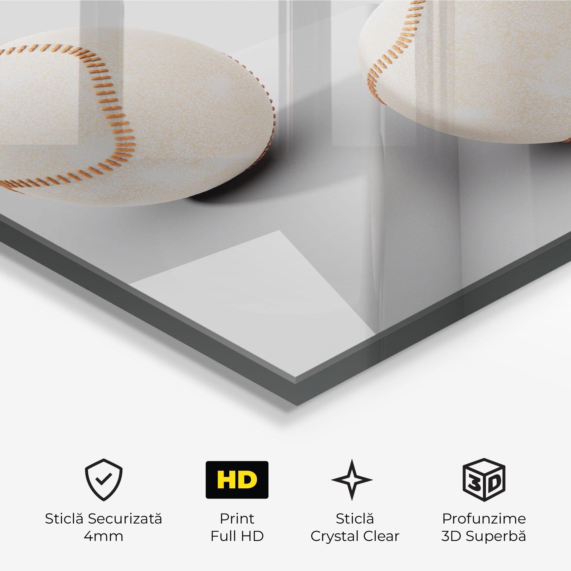 Tablou Sticla Baseball Ball On White mockup 3