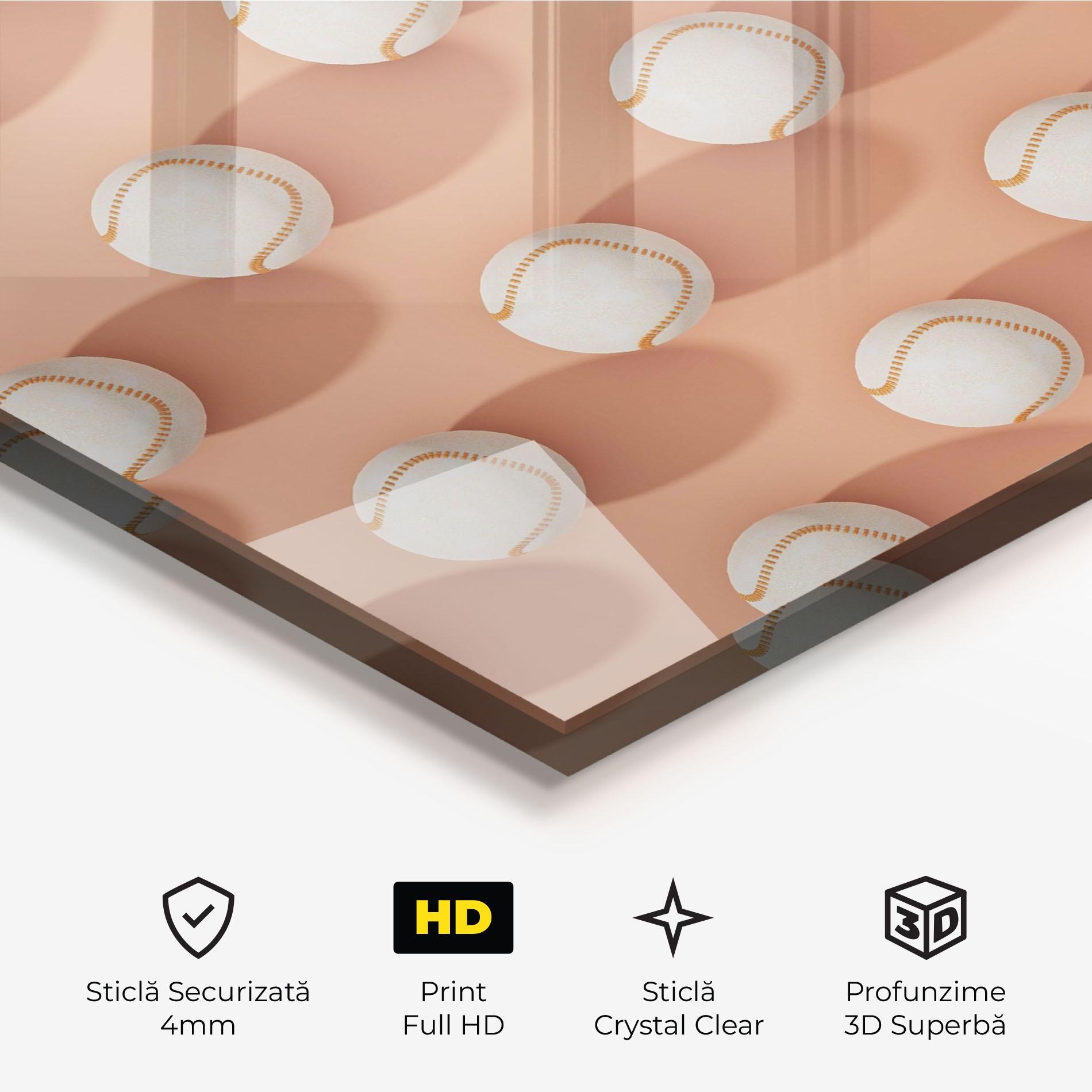 Tablou Sticla Baseball Ball Pattern mockup 3