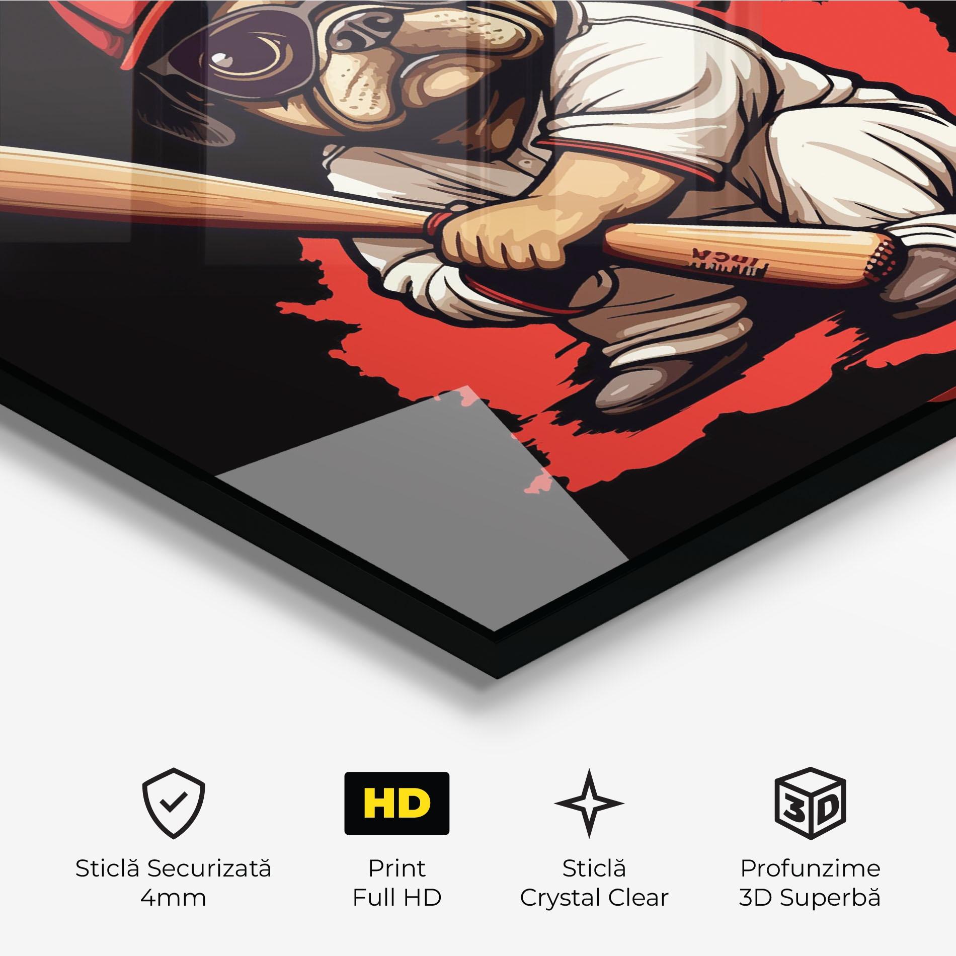 Tablou Sticla Baseball Dog mockup 3