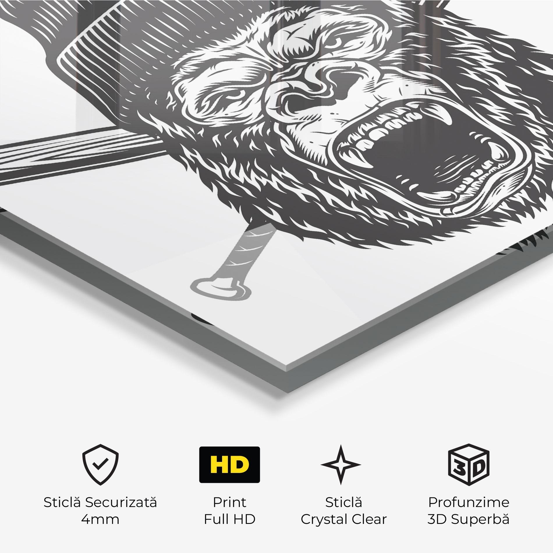 Tablou Sticla Baseball Gorilla mockup 3