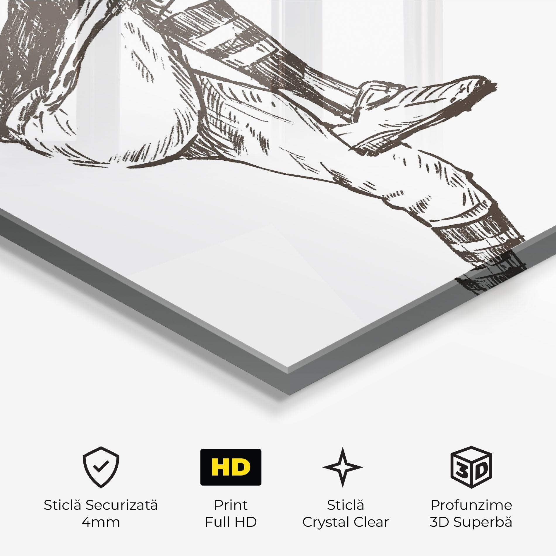 Tablou Sticla Baseball Player Line mockup 3