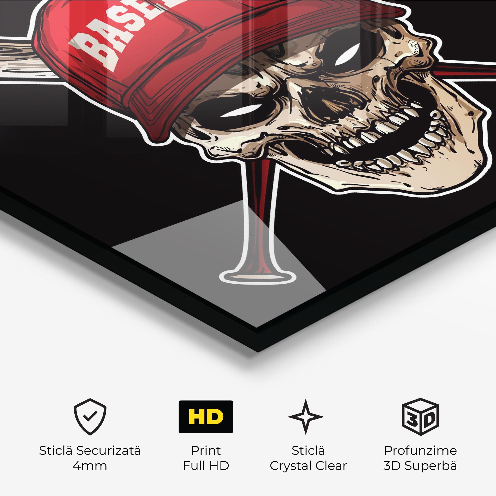Tablou Sticla Baseball Skull mockup 3