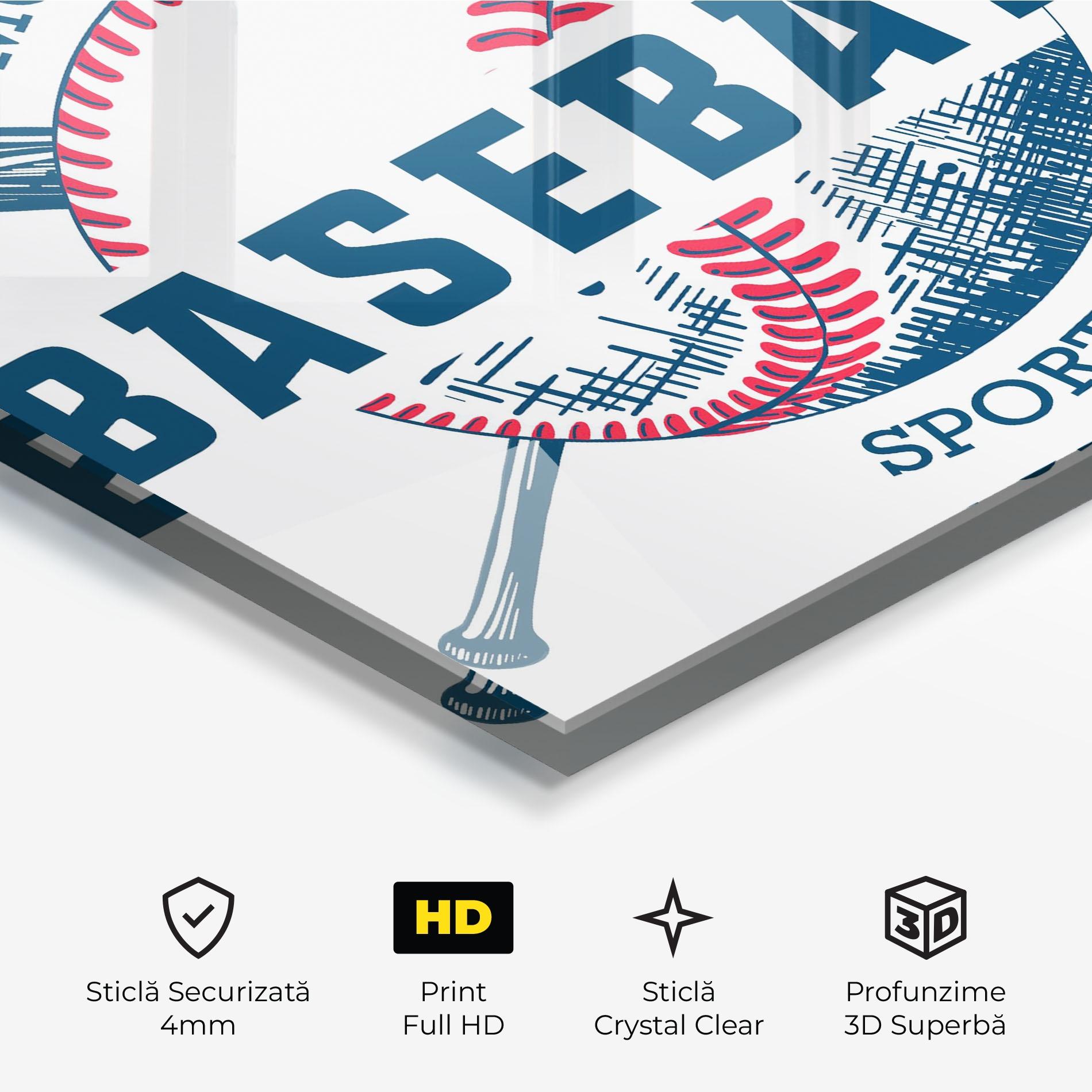 Tablou Sticla Baseball Sport mockup 3