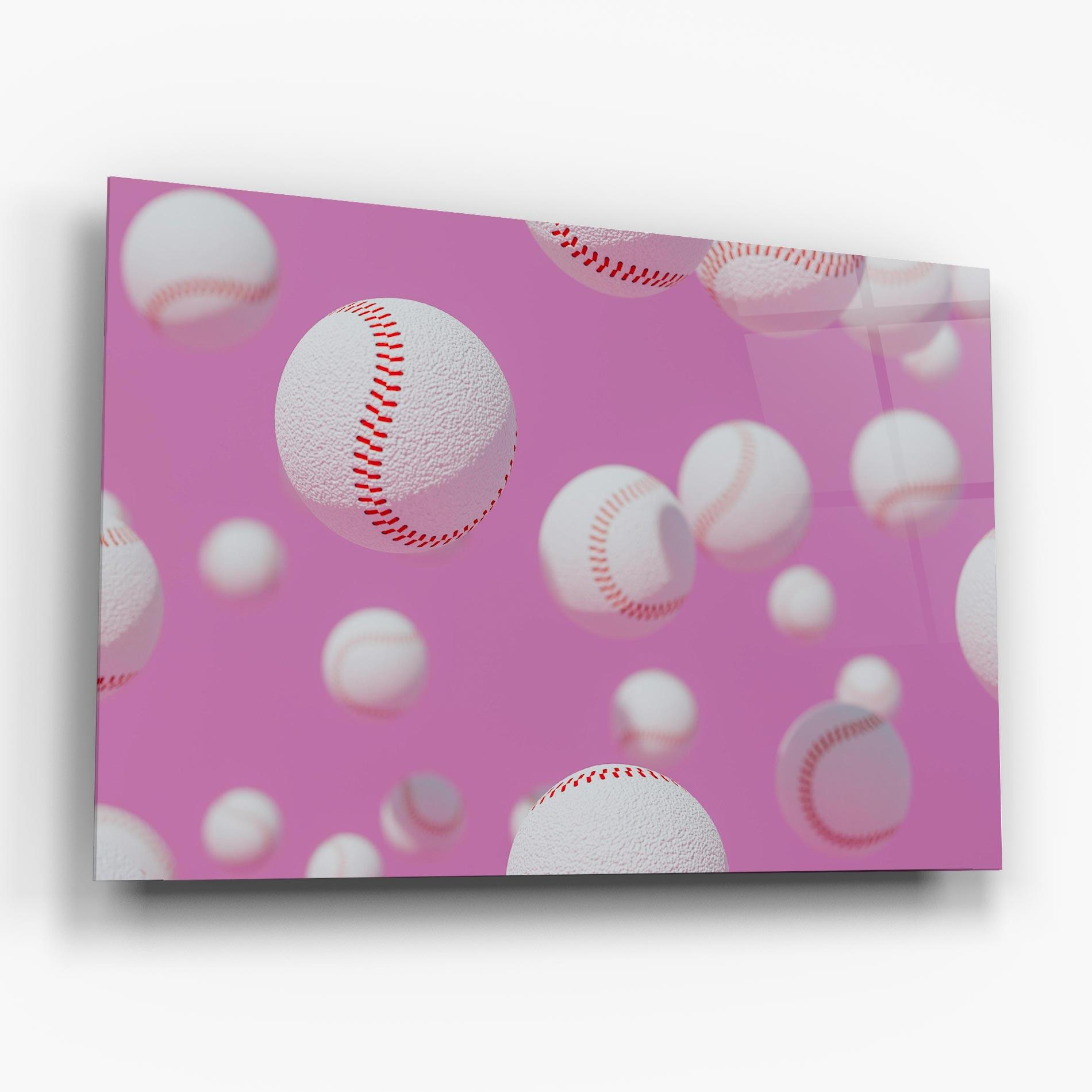 Tablou Sticla Baseball Balls On Pink mockup 6