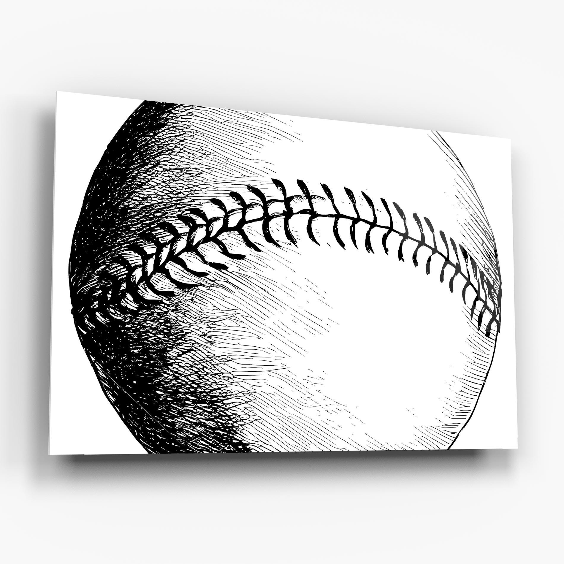 Tablou Sticla Baseball Black Line mockup 6