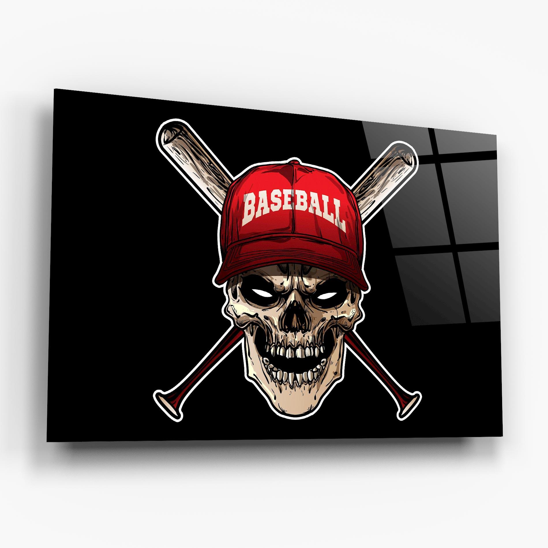 Tablou Sticla Baseball Skull mockup 6