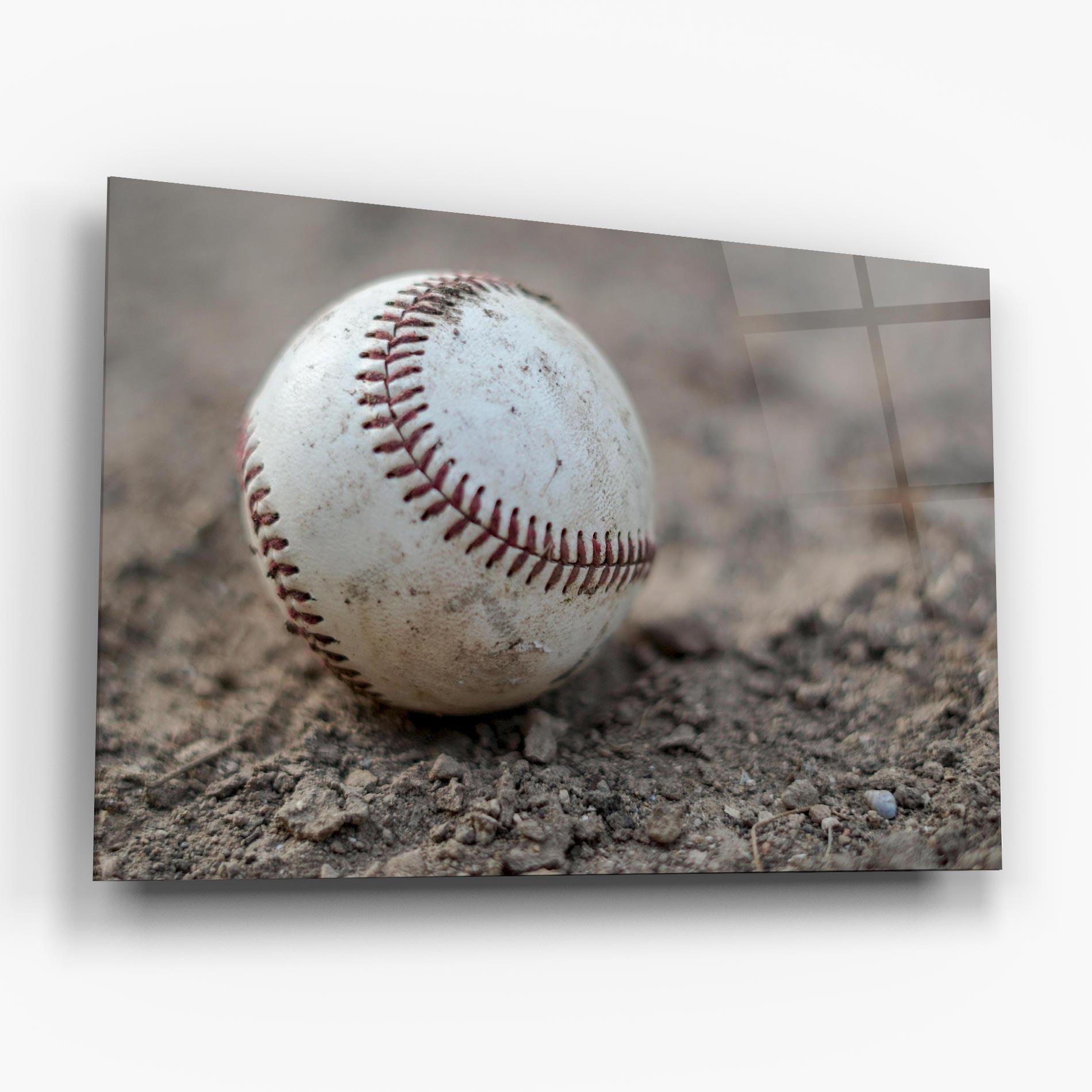 Tablou Sticla Dusty Baseball Ball mockup 6