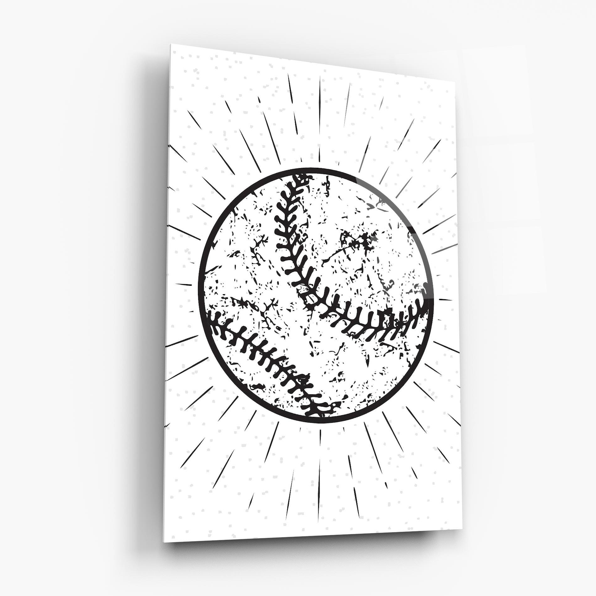 Tablou Sticla Baseball Ball Line mockup 6