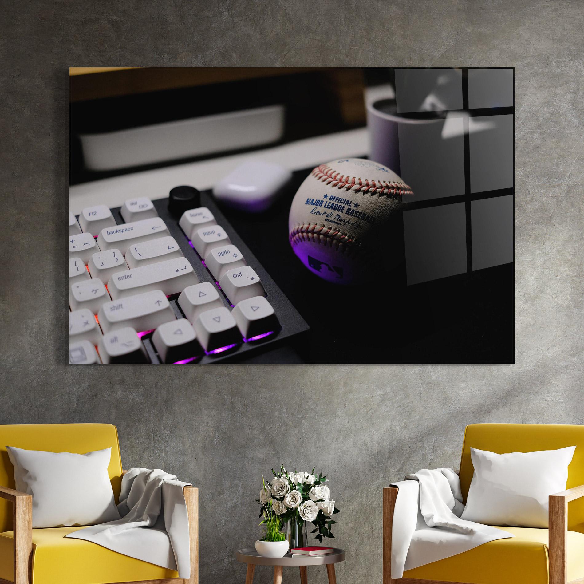 Tablou Sticla Baseball Ball Gaming mockup 4