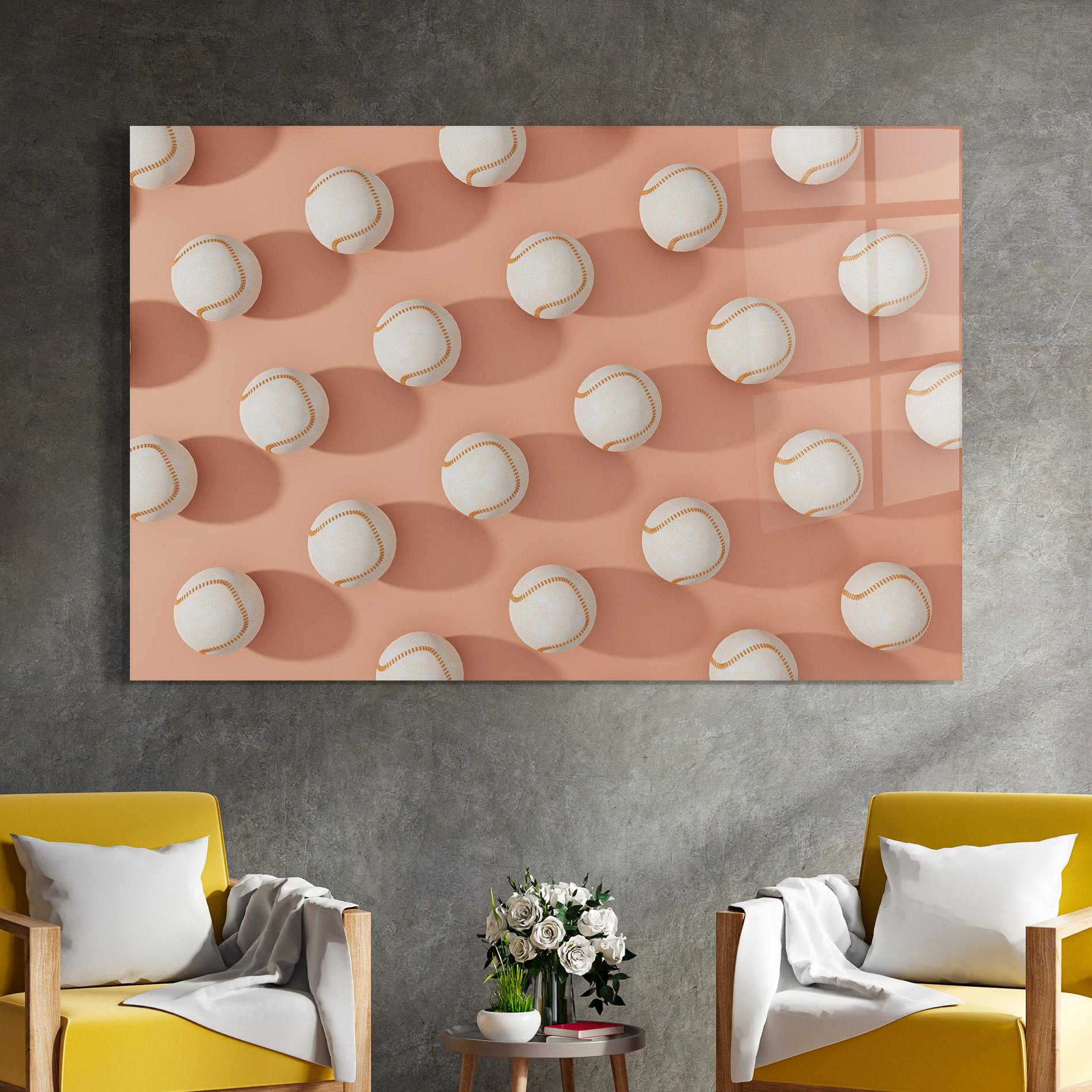 Tablou Sticla Baseball Ball Pattern mockup 4