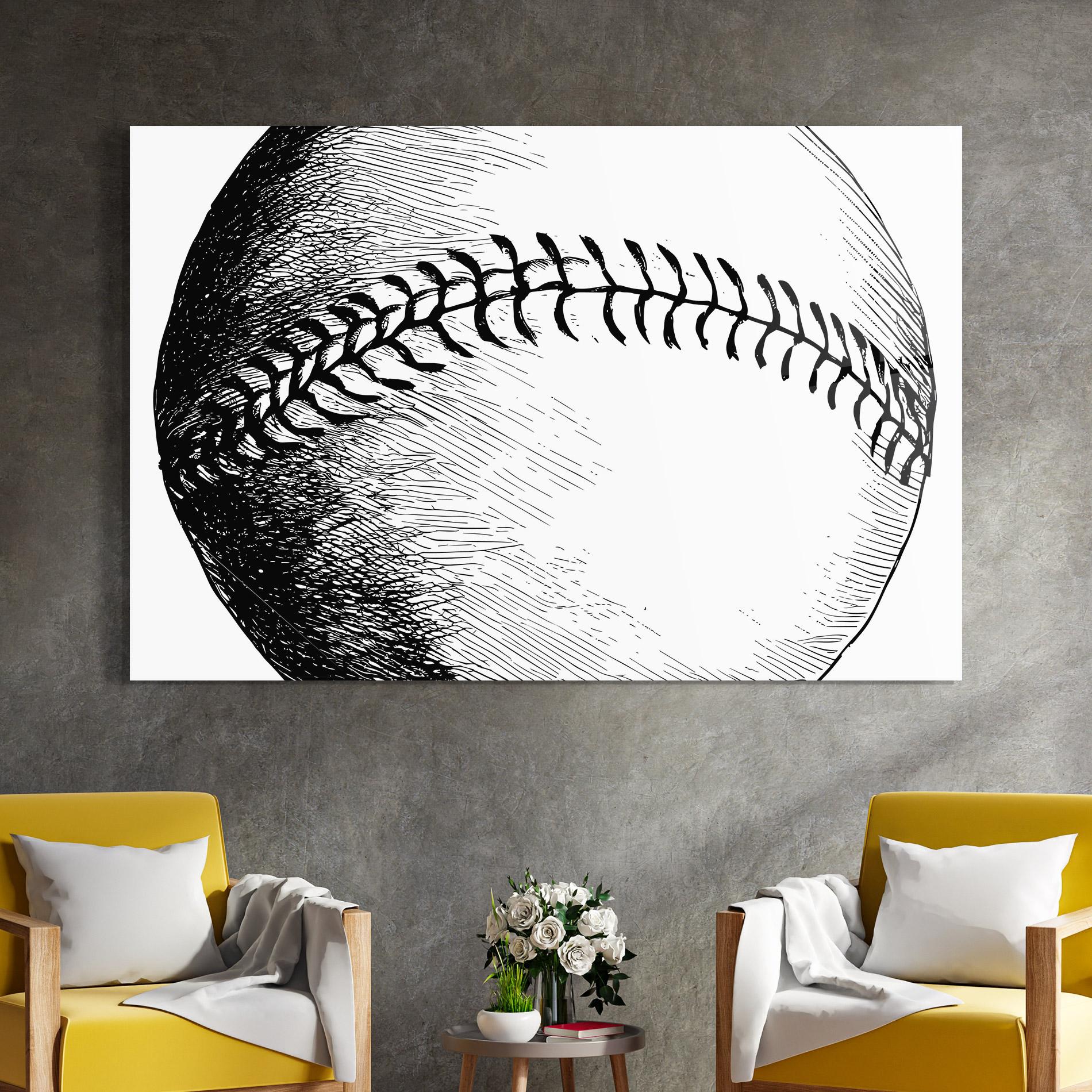 Tablou Sticla Baseball Black Line mockup 4