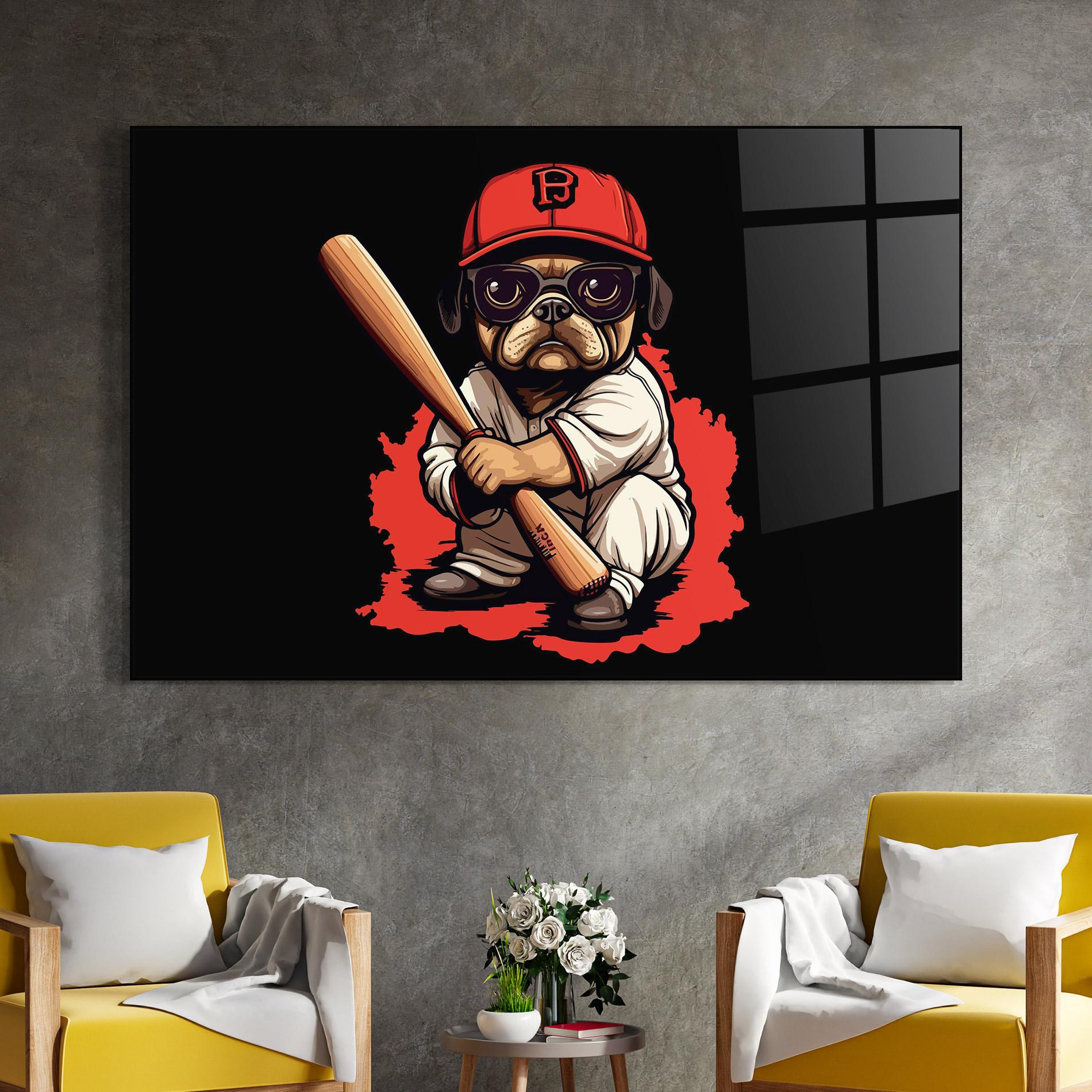 Tablou Sticla Baseball Dog mockup 4