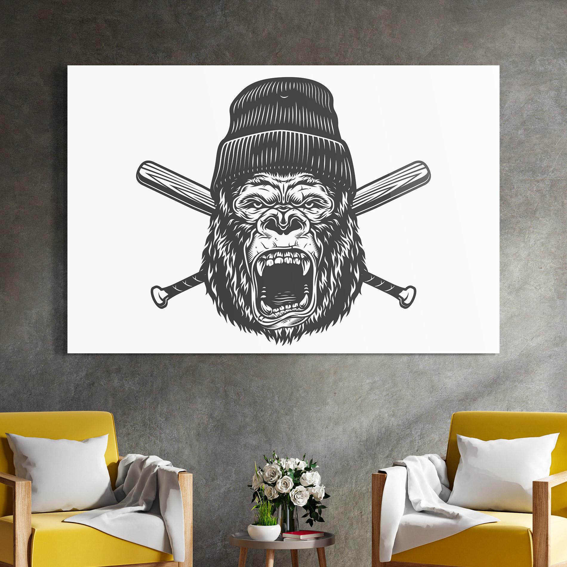Tablou Sticla Baseball Gorilla mockup 4