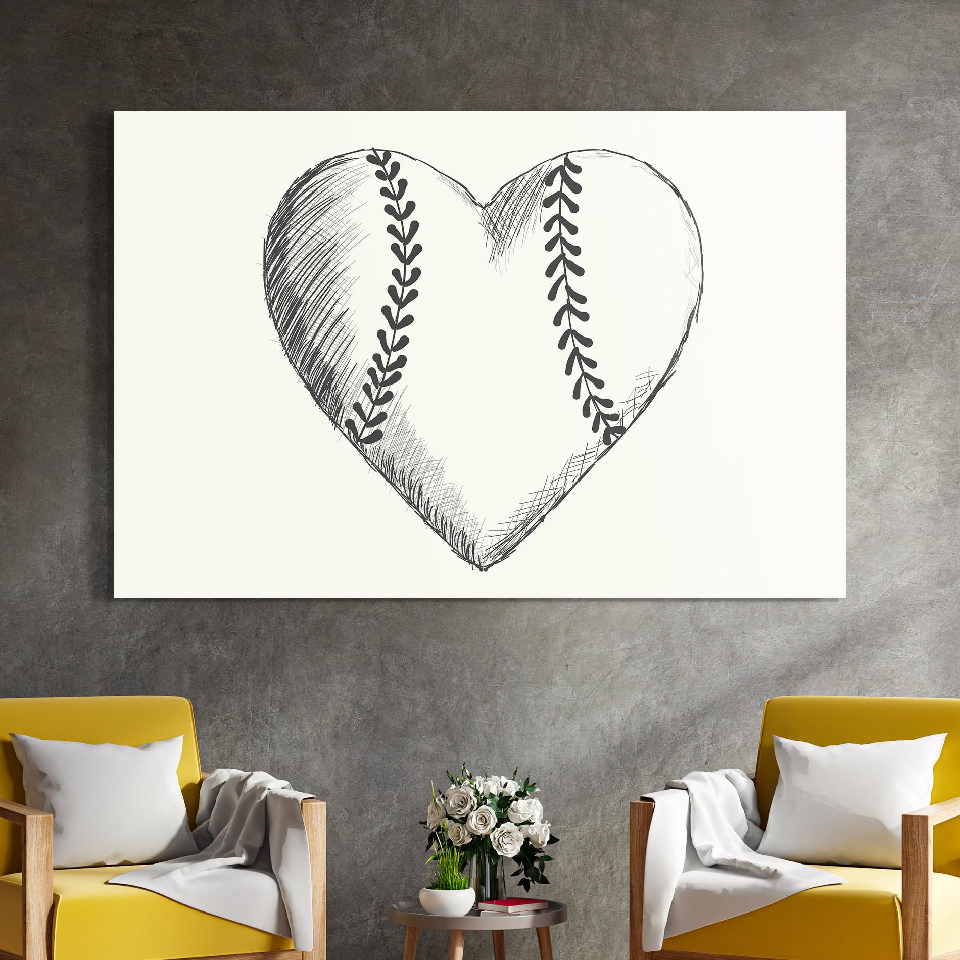 Tablou Sticla Baseball Heart mockup 4