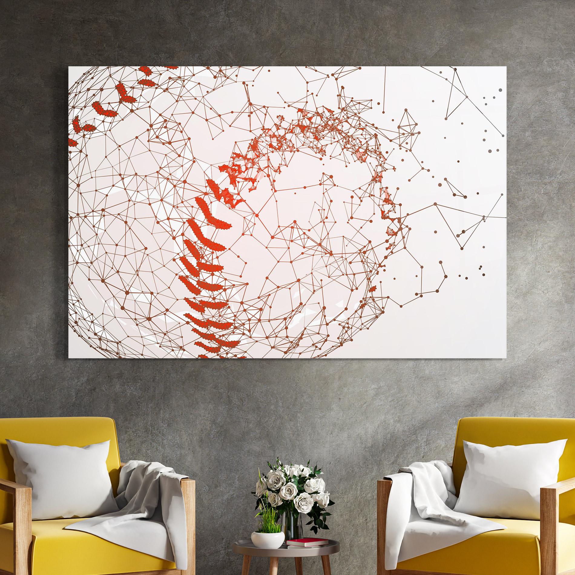 Tablou Sticla Baseball Line Art mockup 4