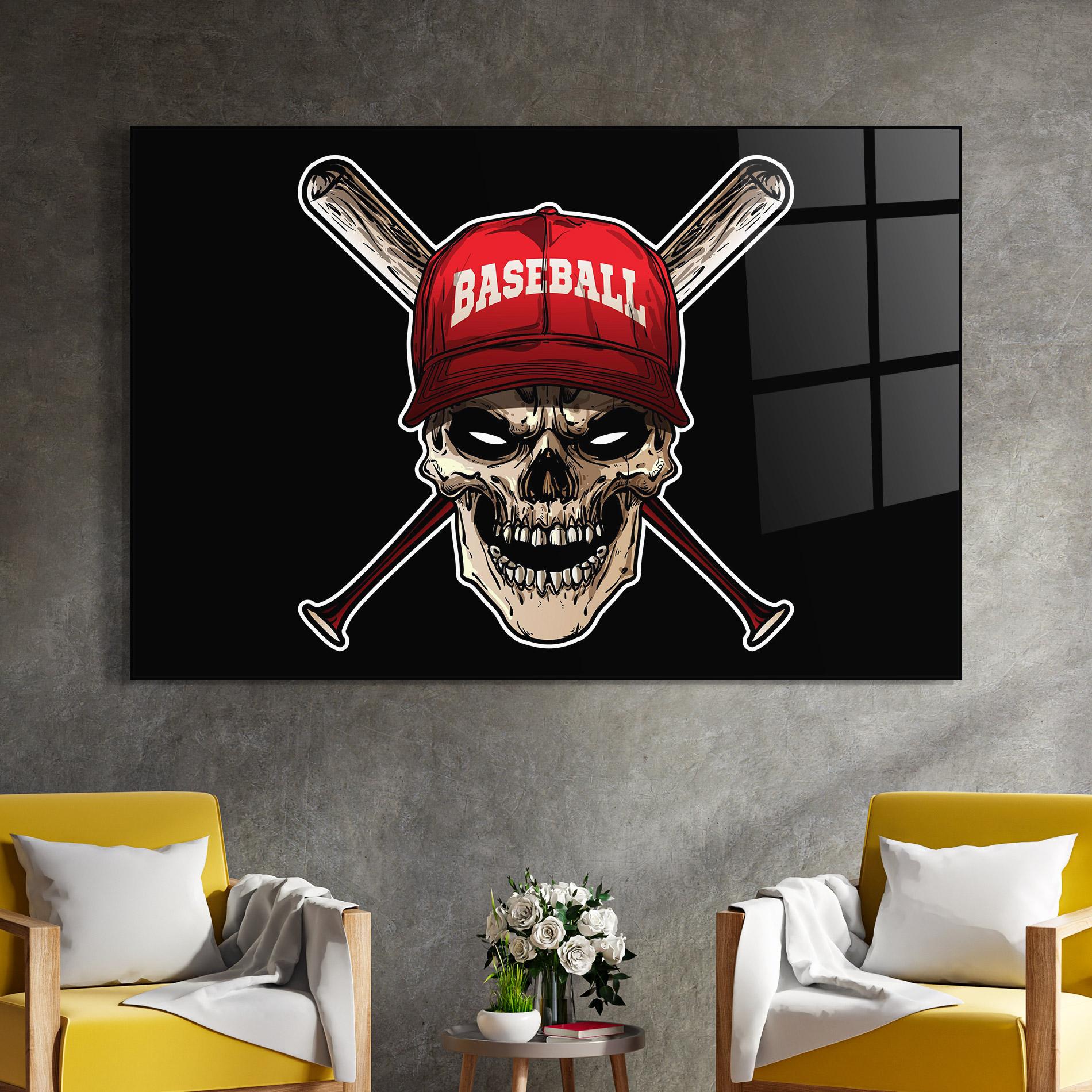 Tablou Sticla Baseball Skull mockup 4