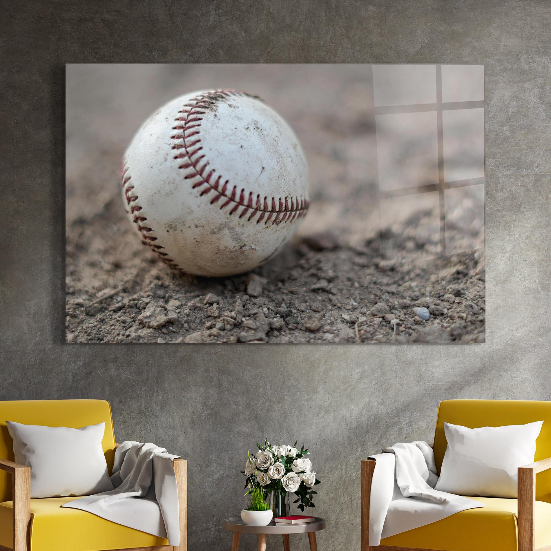 Tablou Sticla Dusty Baseball Ball mockup 4
