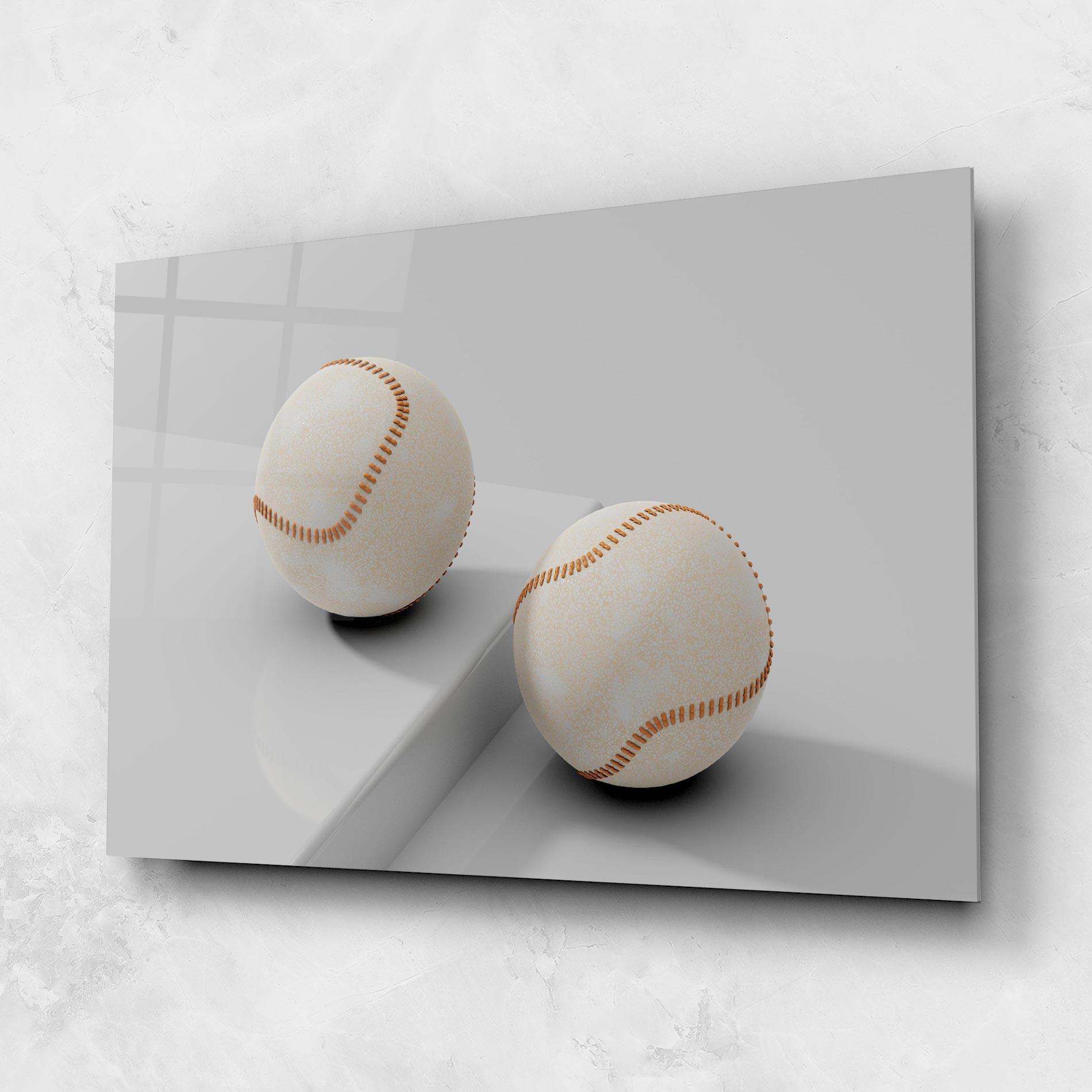 Tablou Sticla Baseball Ball On White mockup 1
