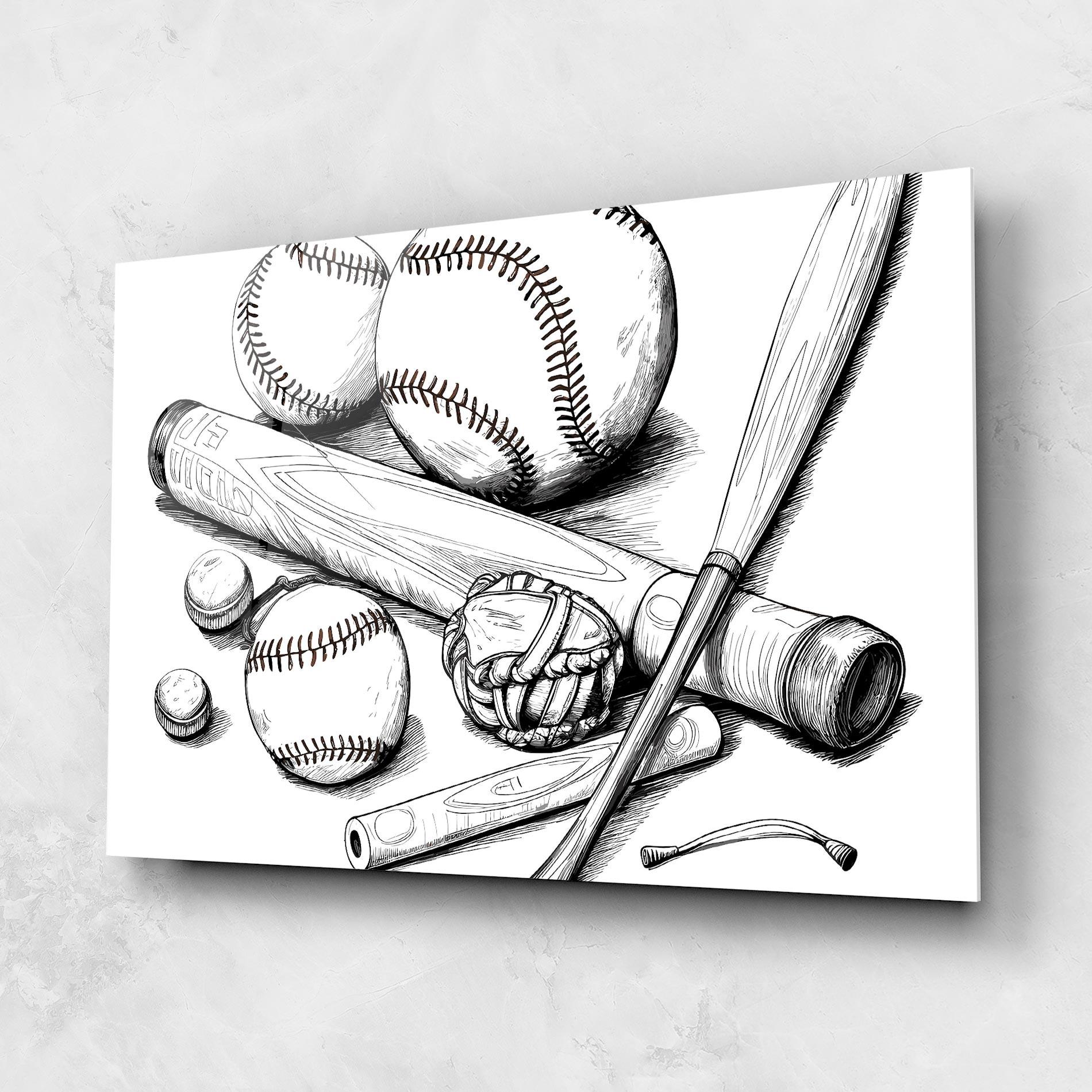 Tablou Sticla Baseball Balls Line mockup 1