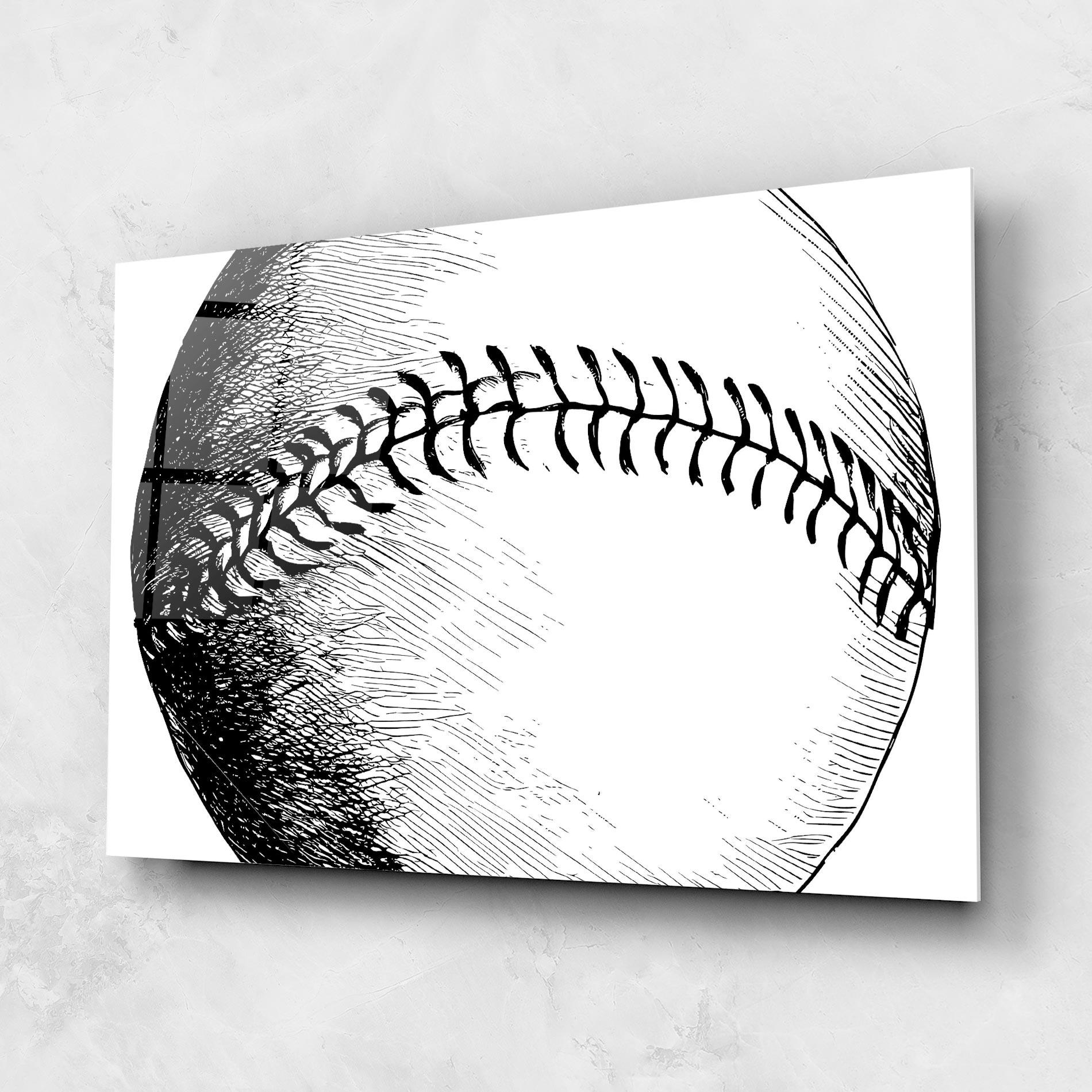 Tablou Sticla Baseball Black Line mockup 1