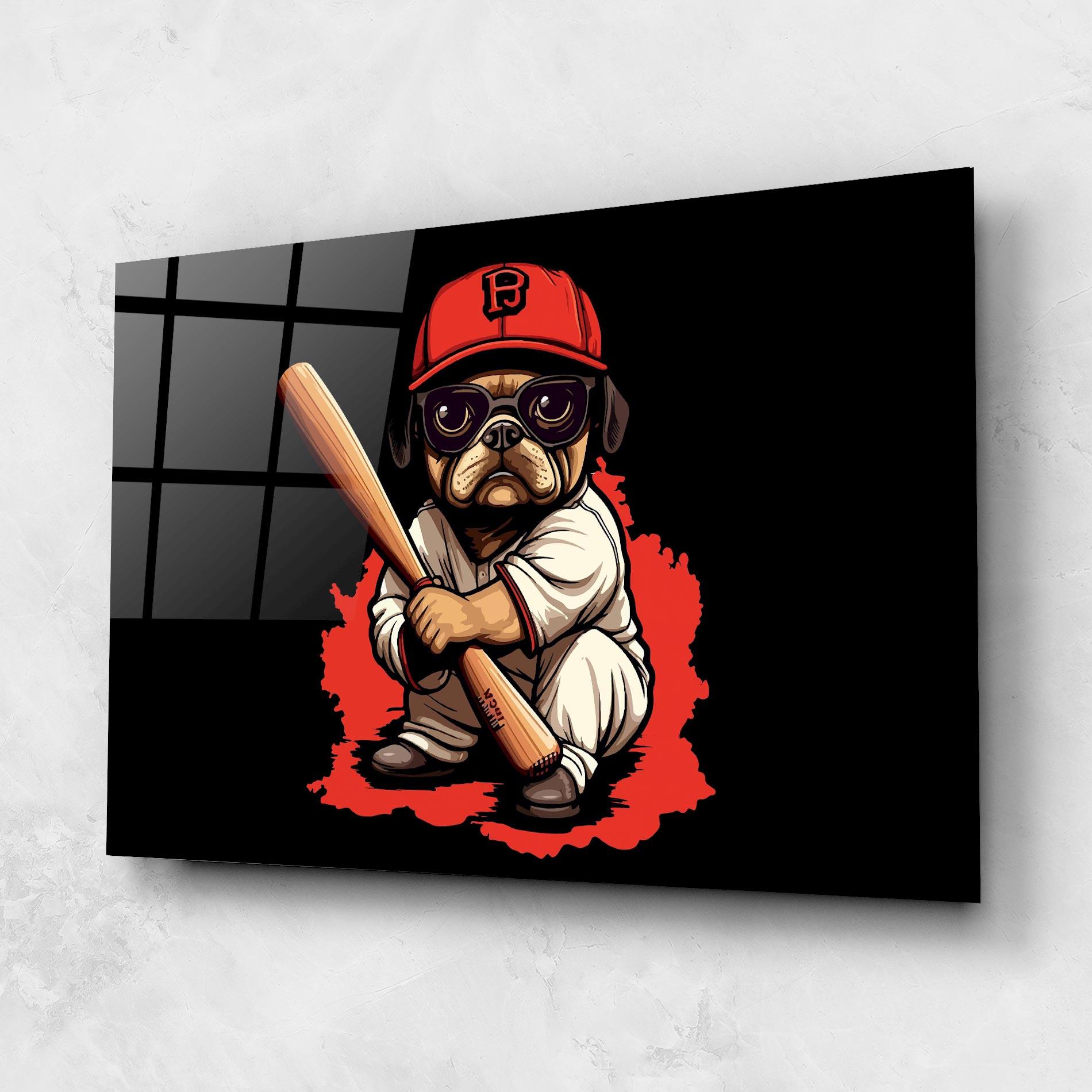 Tablou Sticla Baseball Dog mockup 1