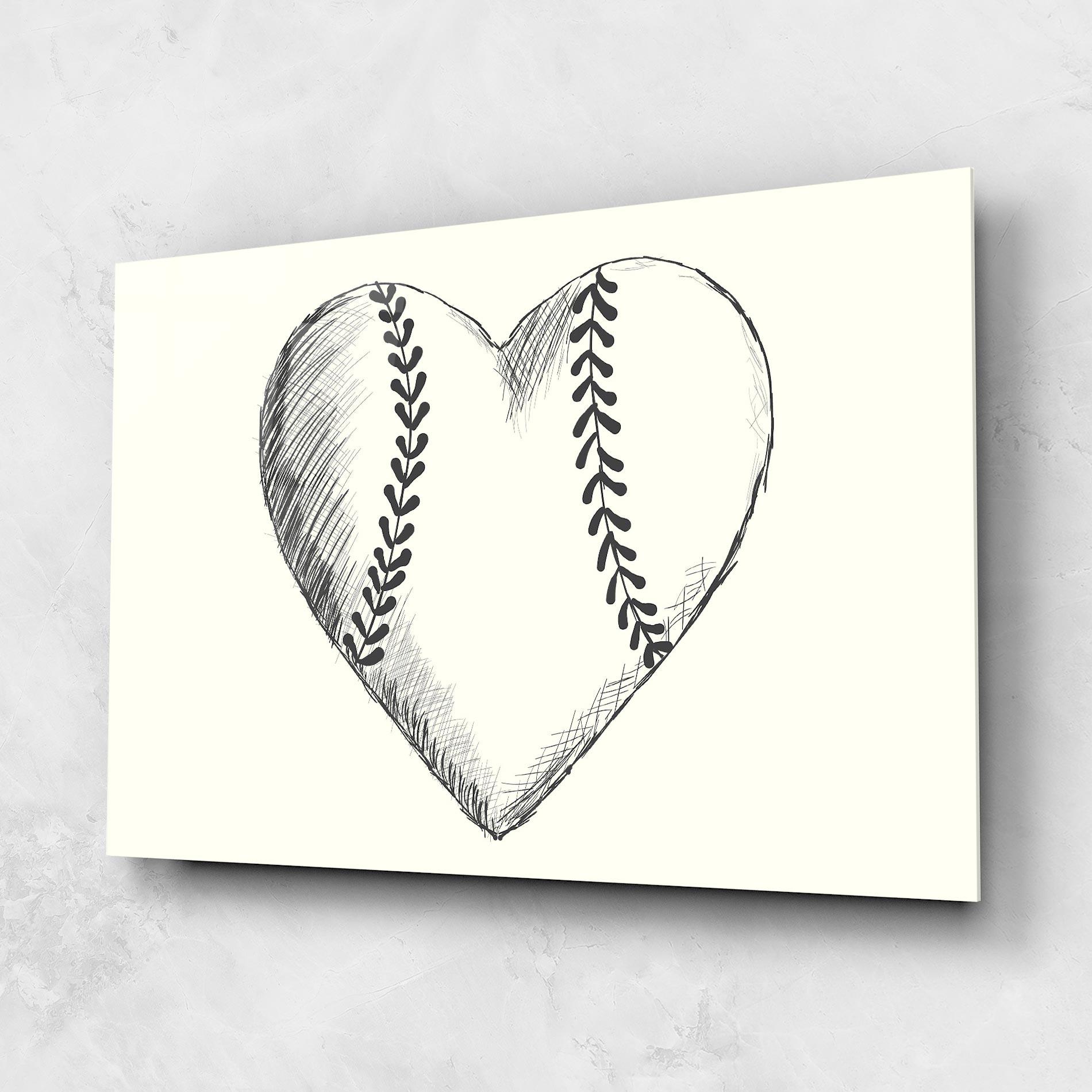 Tablou Sticla Baseball Heart mockup 1