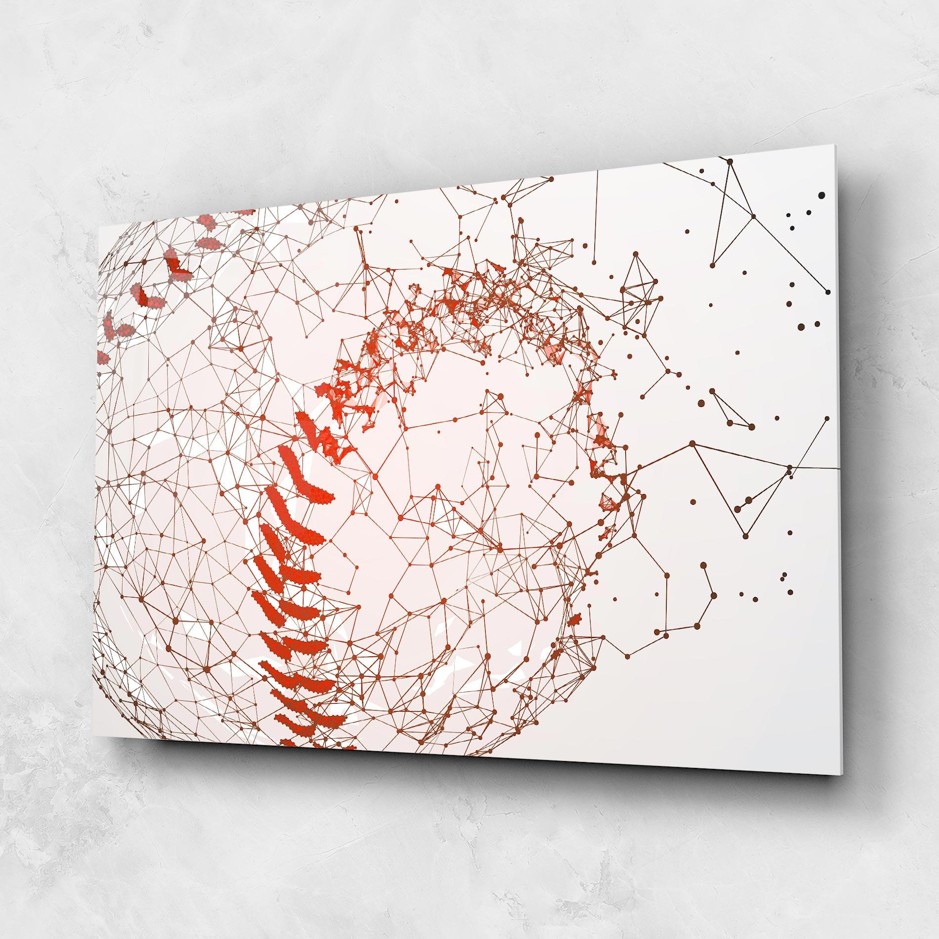 Tablou Sticla Baseball Line Art mockup 1