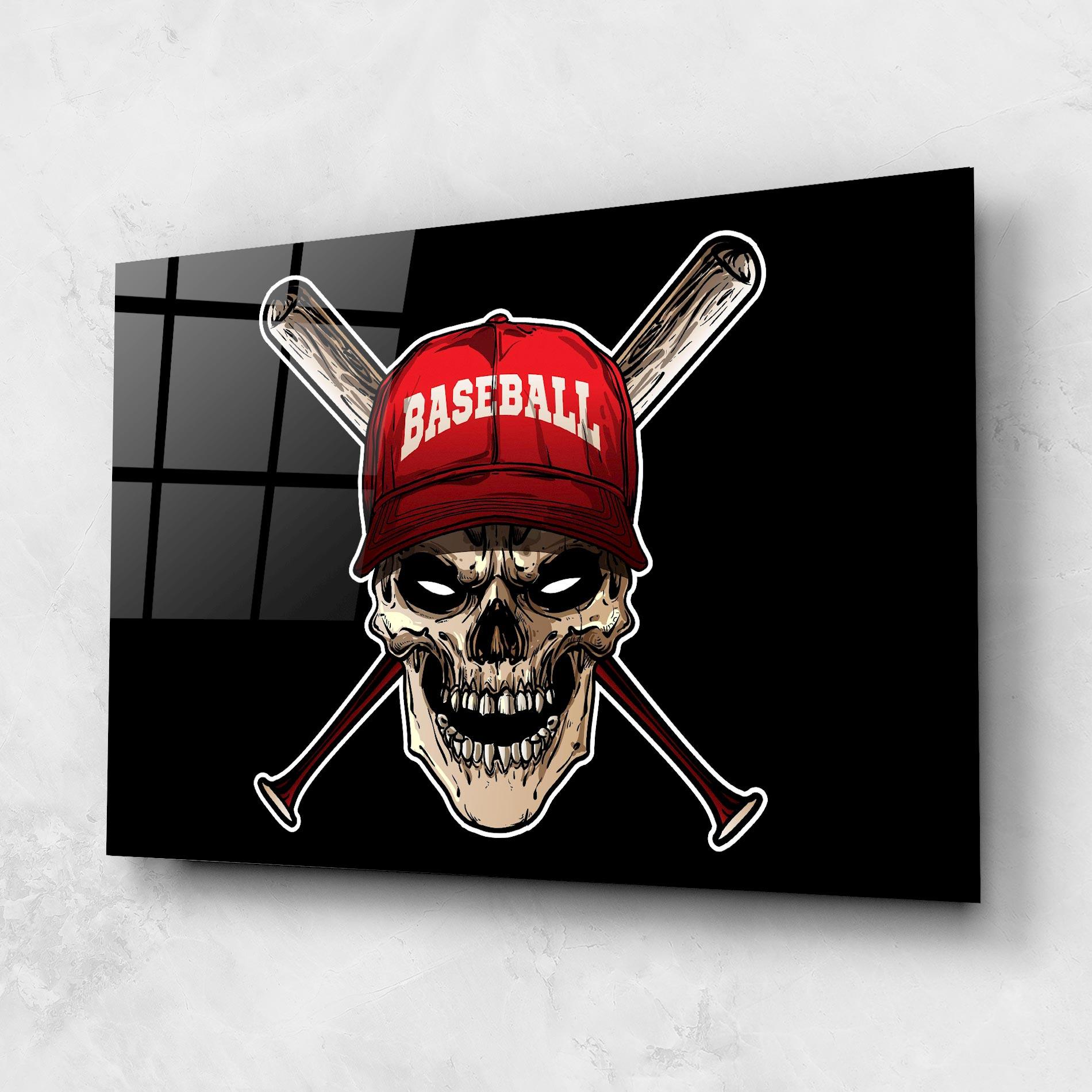 Tablou Sticla Baseball Skull mockup 1