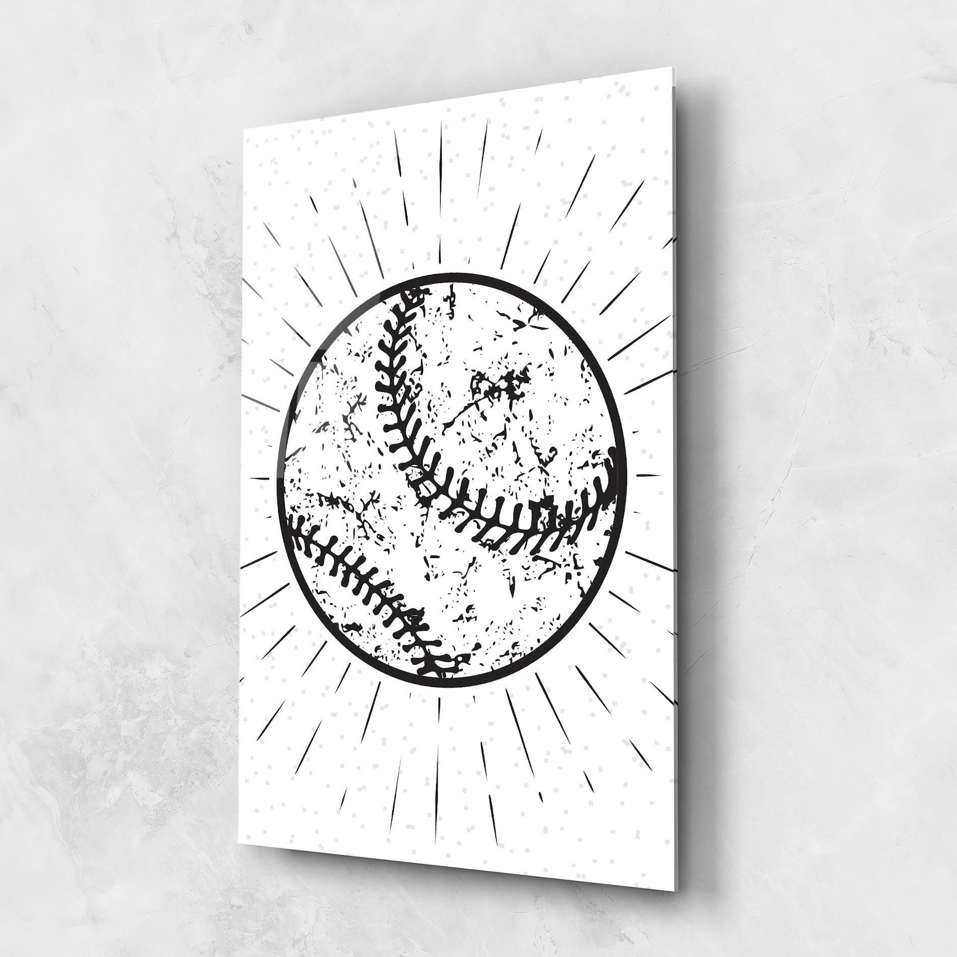 Tablou Sticla Baseball Ball Line mockup 1
