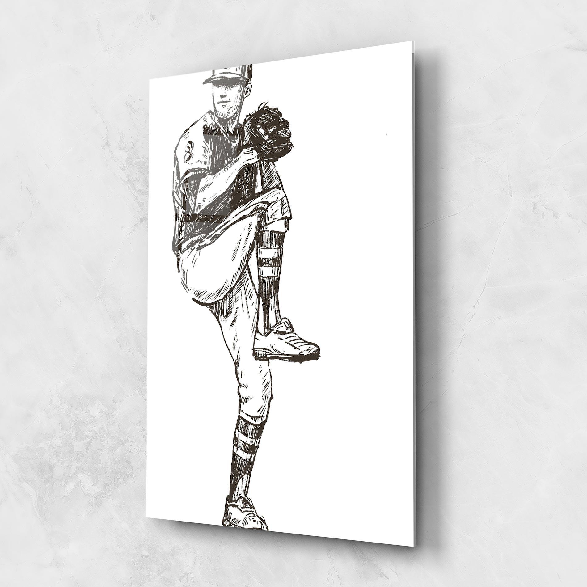 Tablou Sticla Baseball Player Line mockup 1