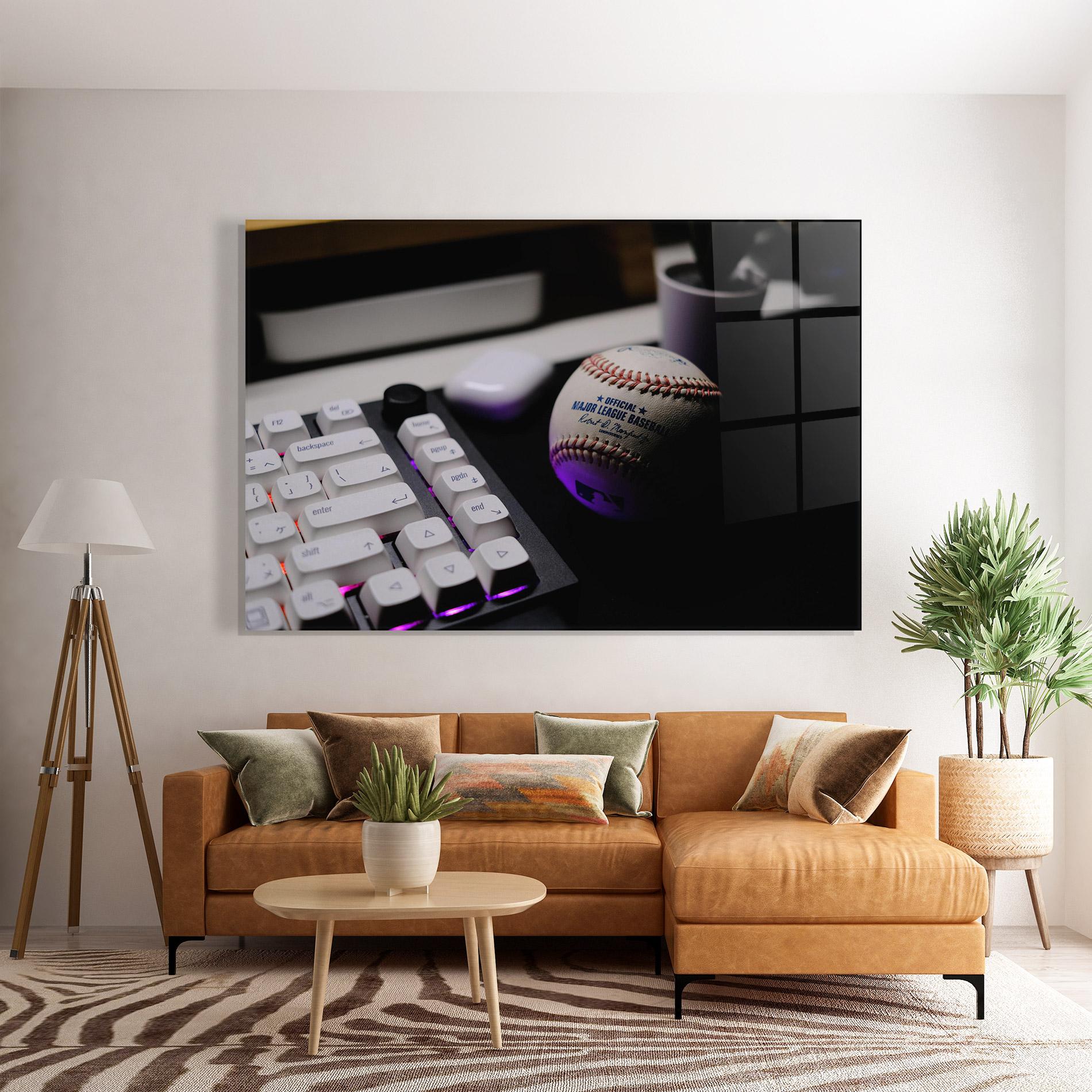 Tablou Sticla Baseball Ball Gaming mockup 7