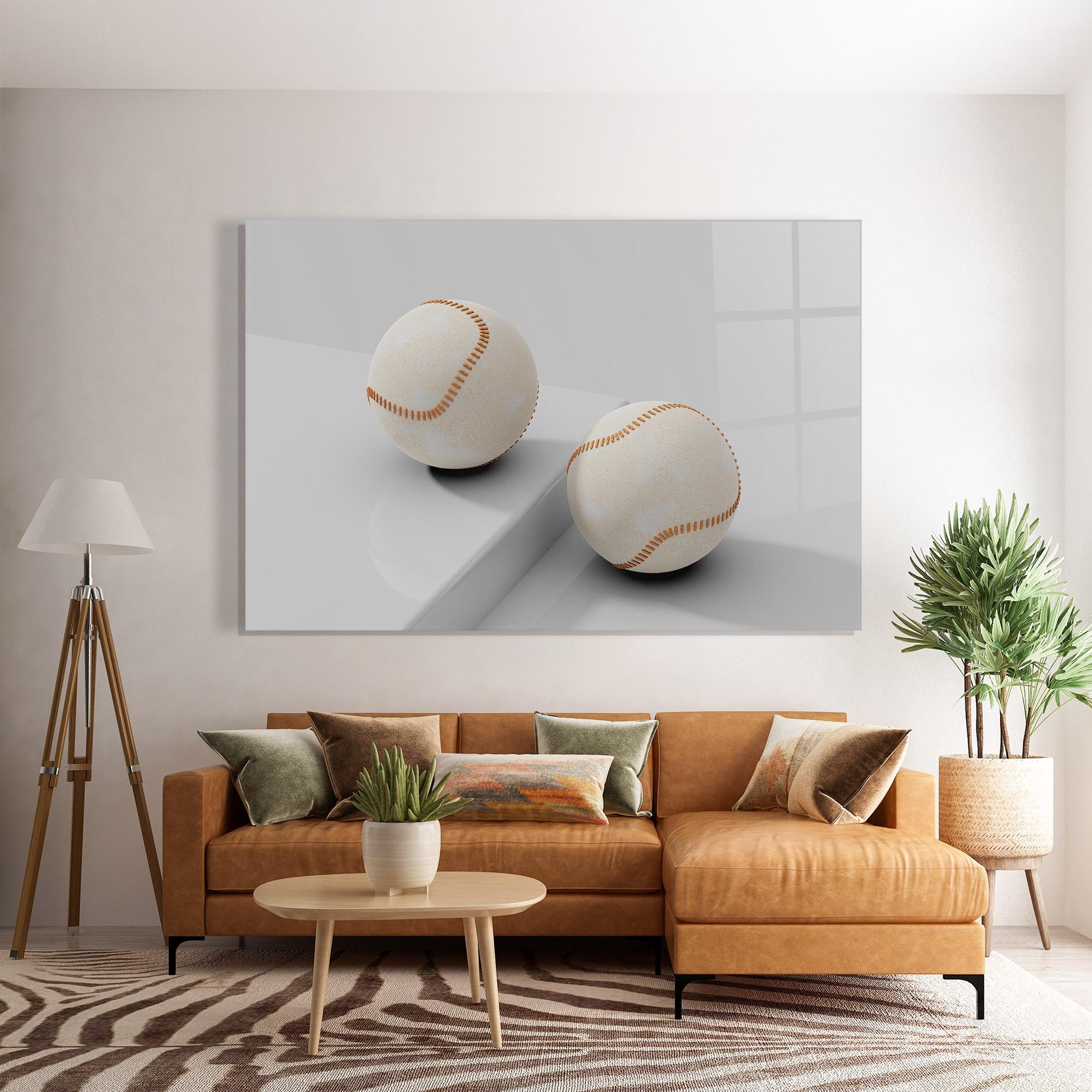 Tablou Sticla Baseball Ball On White mockup 7