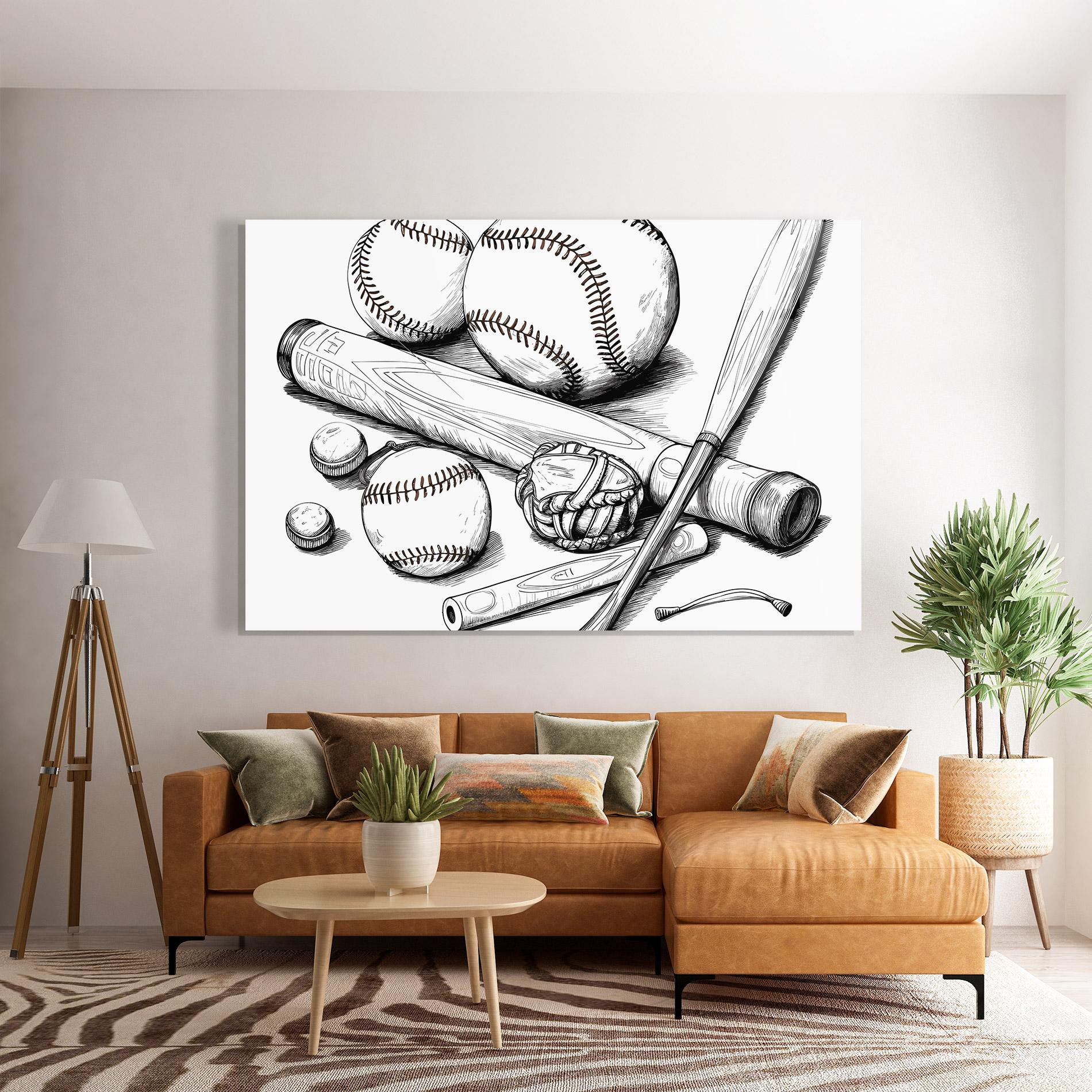 Tablou Sticla Baseball Balls Line mockup 7