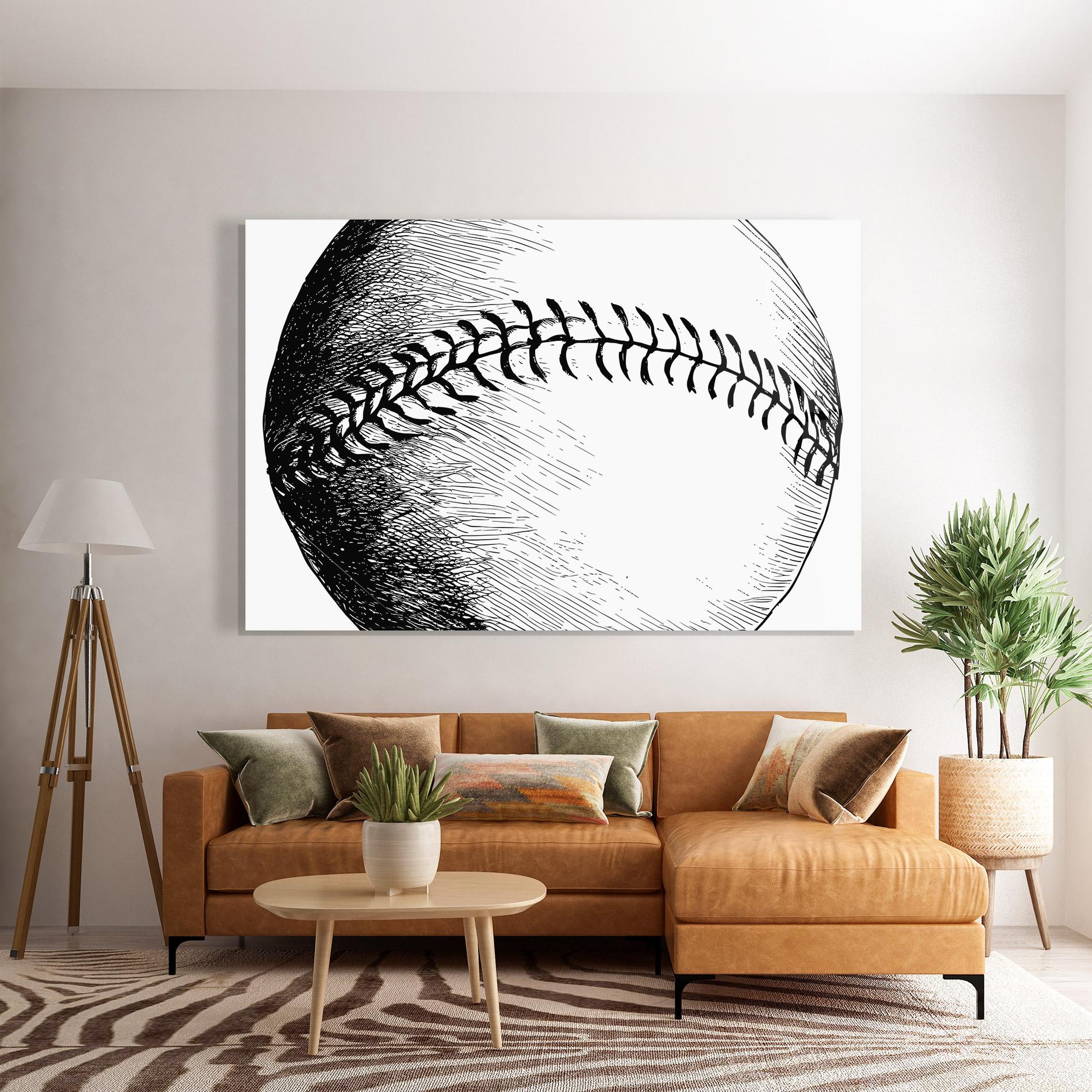 Tablou Sticla Baseball Black Line mockup 7