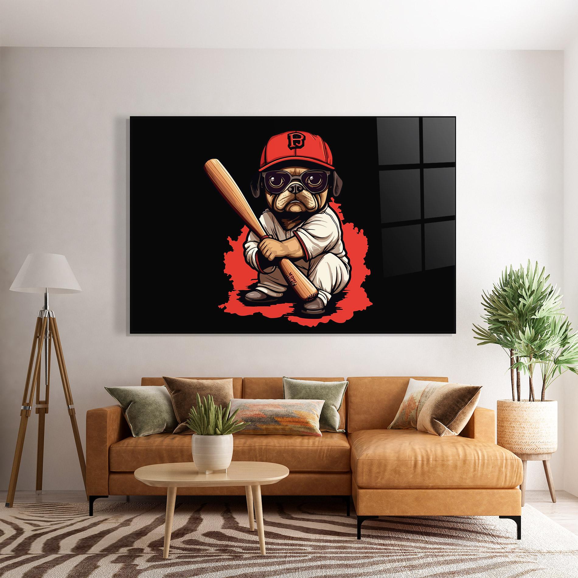 Tablou Sticla Baseball Dog mockup 7