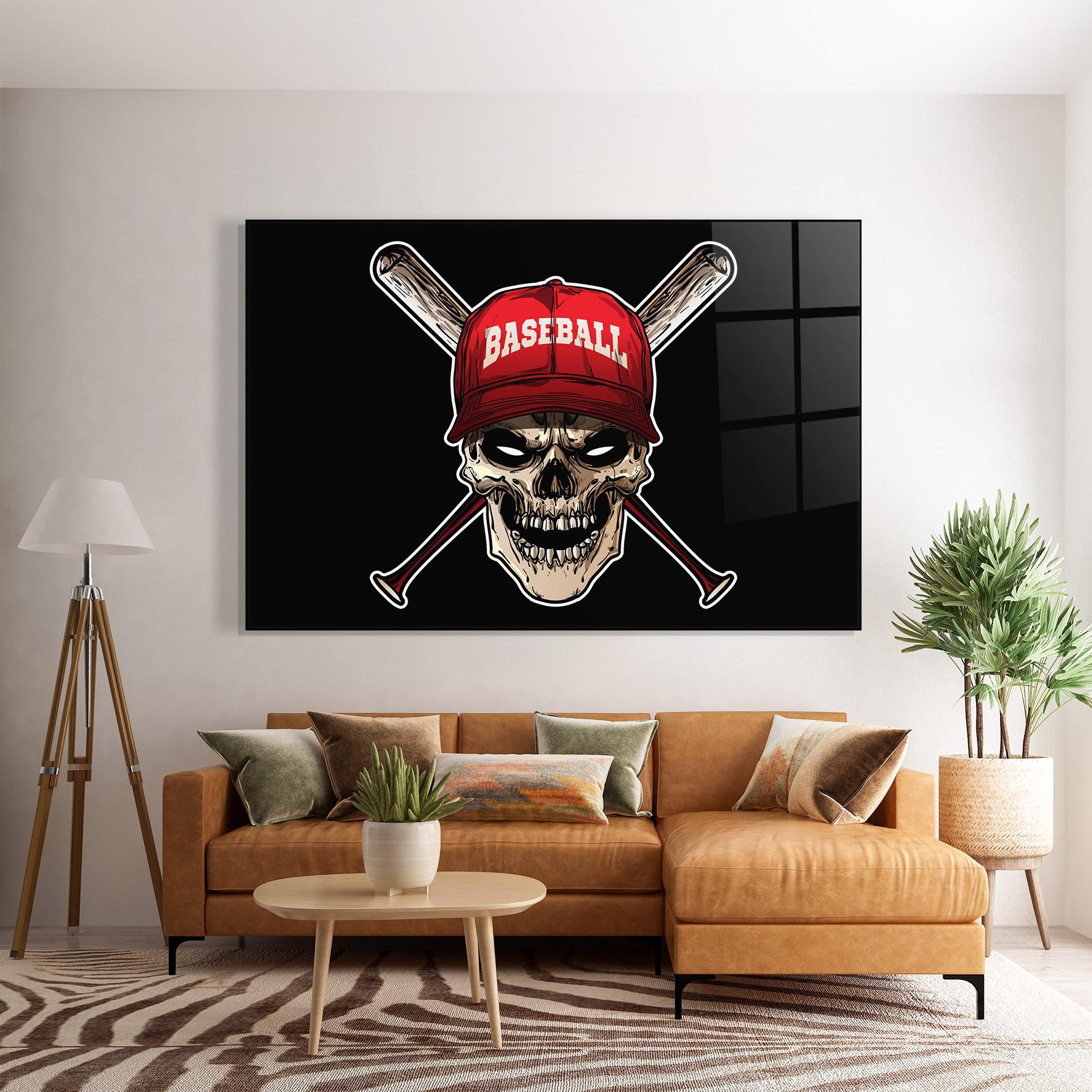 Tablou Sticla Baseball Skull mockup 7