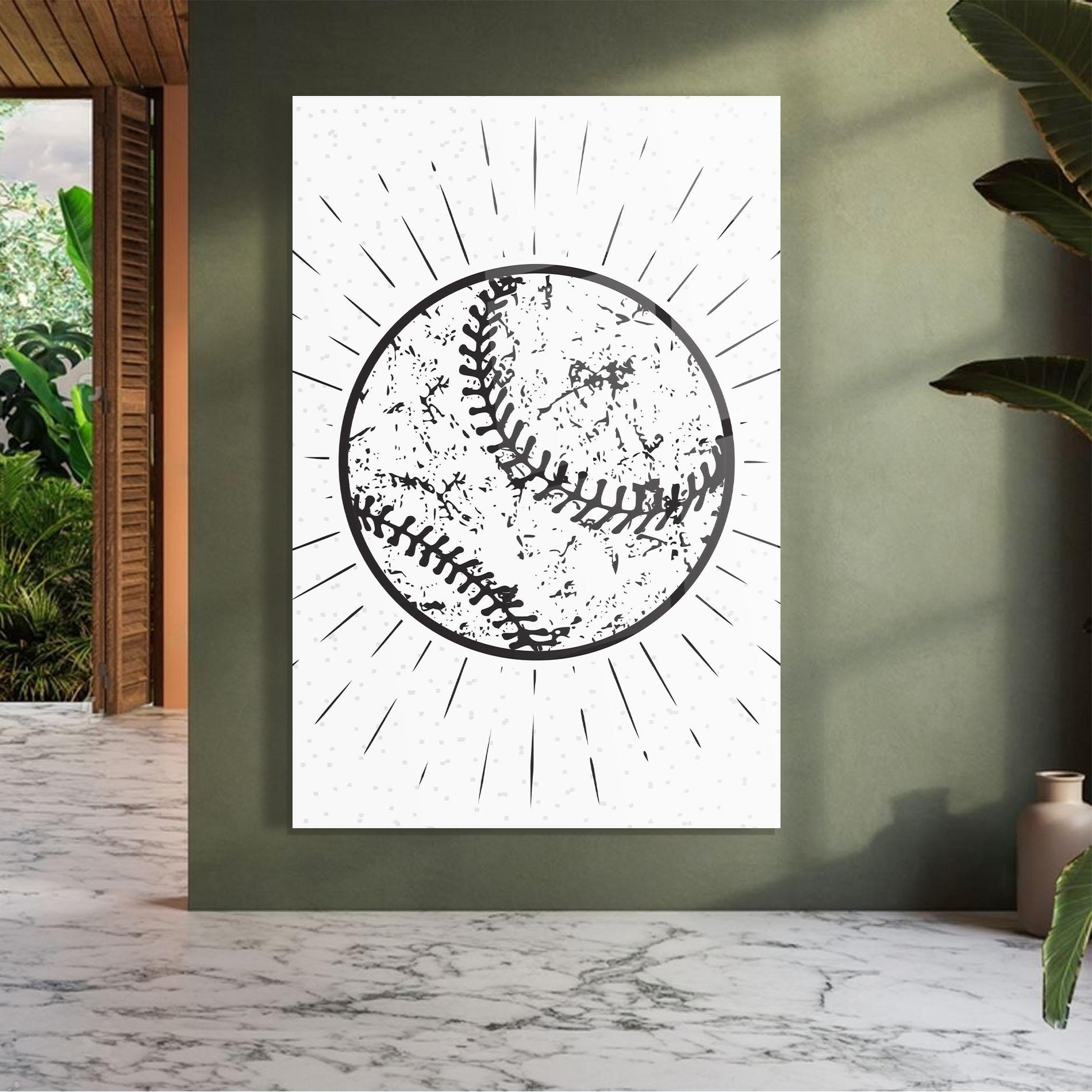 Tablou Sticla Baseball Ball Line mockup 7