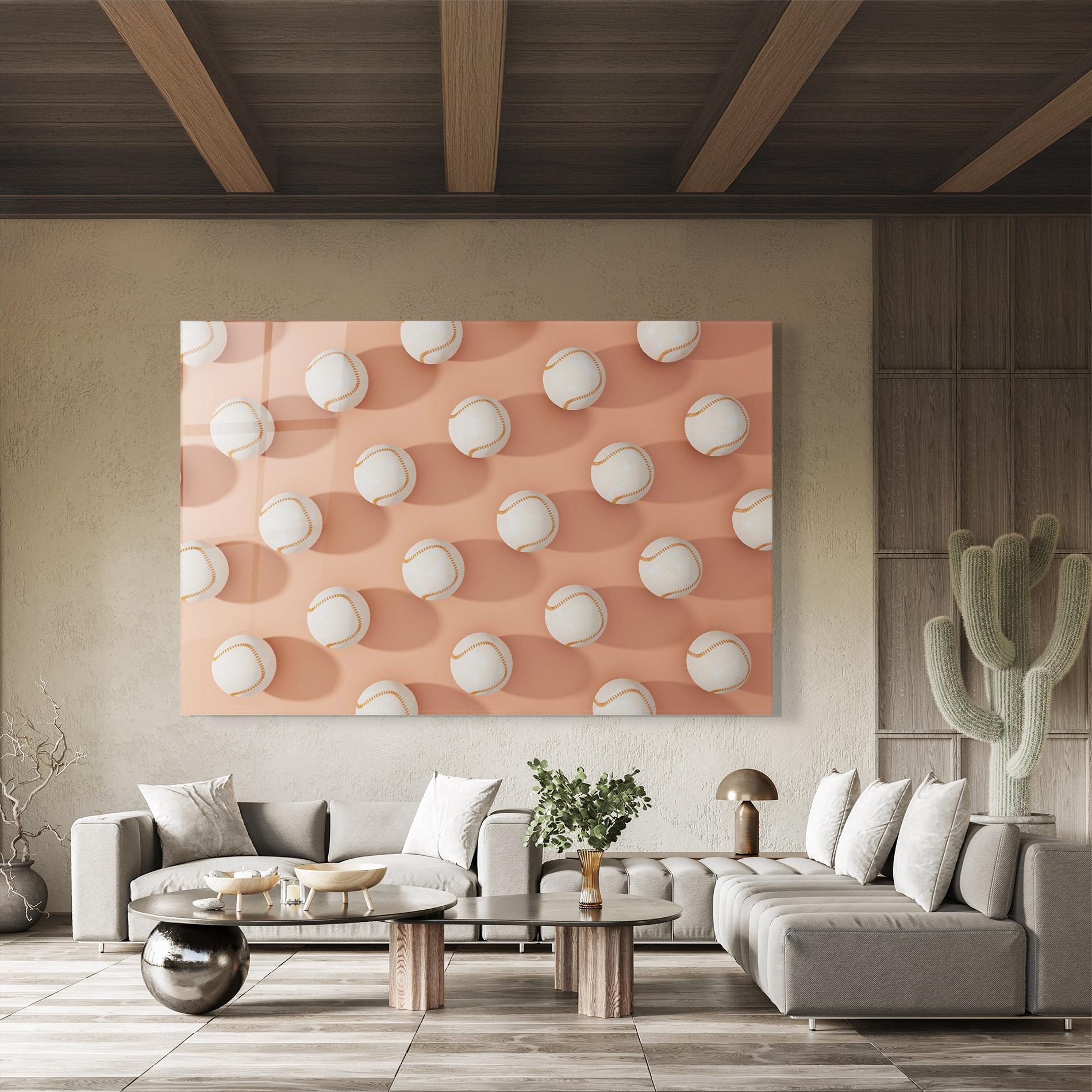 Tablou Sticla Baseball Ball Pattern mockup 8