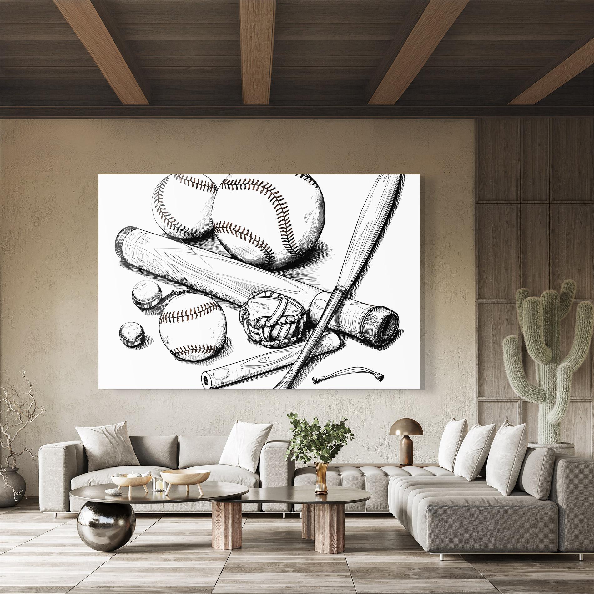 Tablou Sticla Baseball Balls Line mockup 8