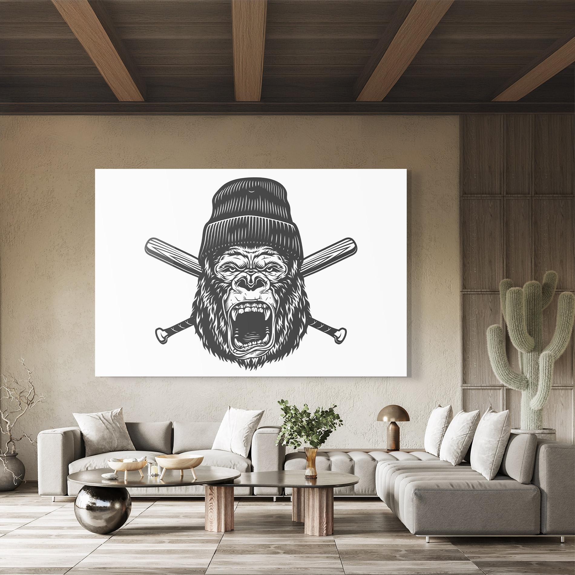 Tablou Sticla Baseball Gorilla mockup 8