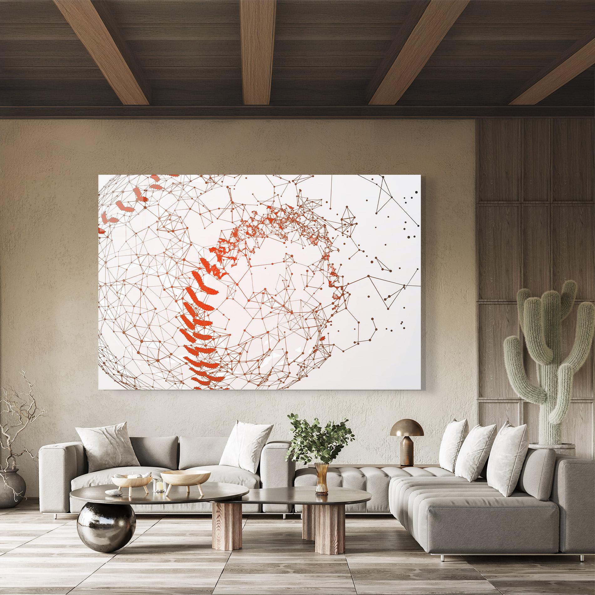 Tablou Sticla Baseball Line Art mockup 8