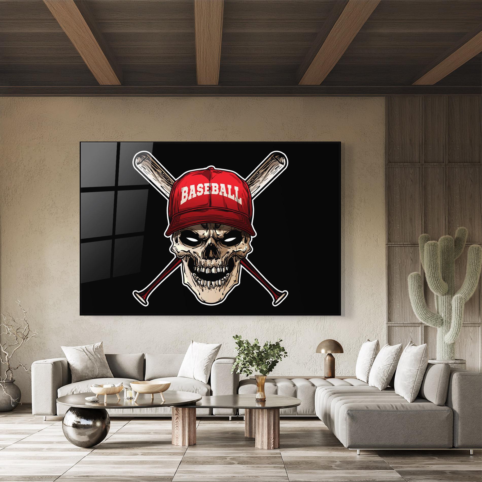 Tablou Sticla Baseball Skull mockup 8