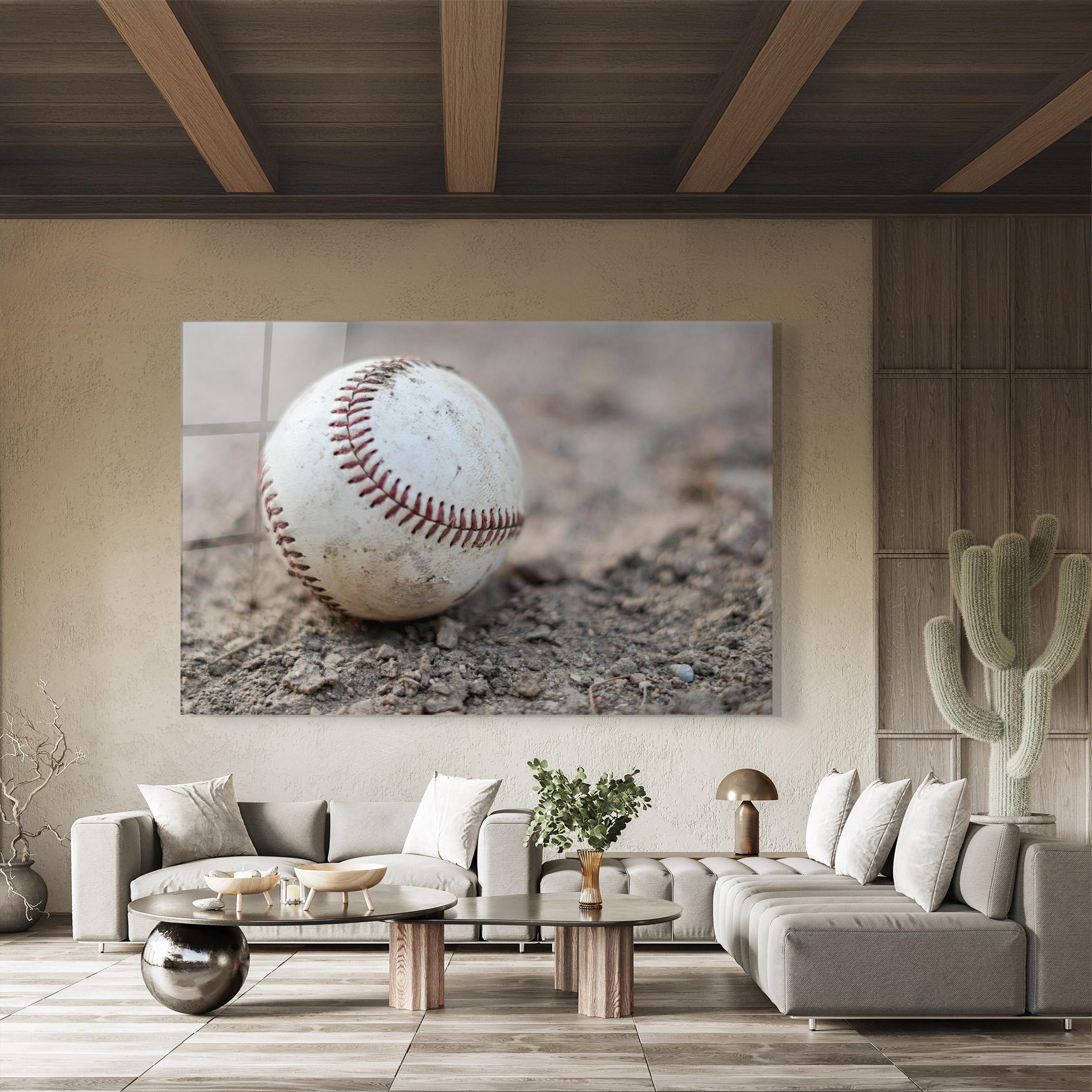 Tablou Sticla Dusty Baseball Ball mockup 8