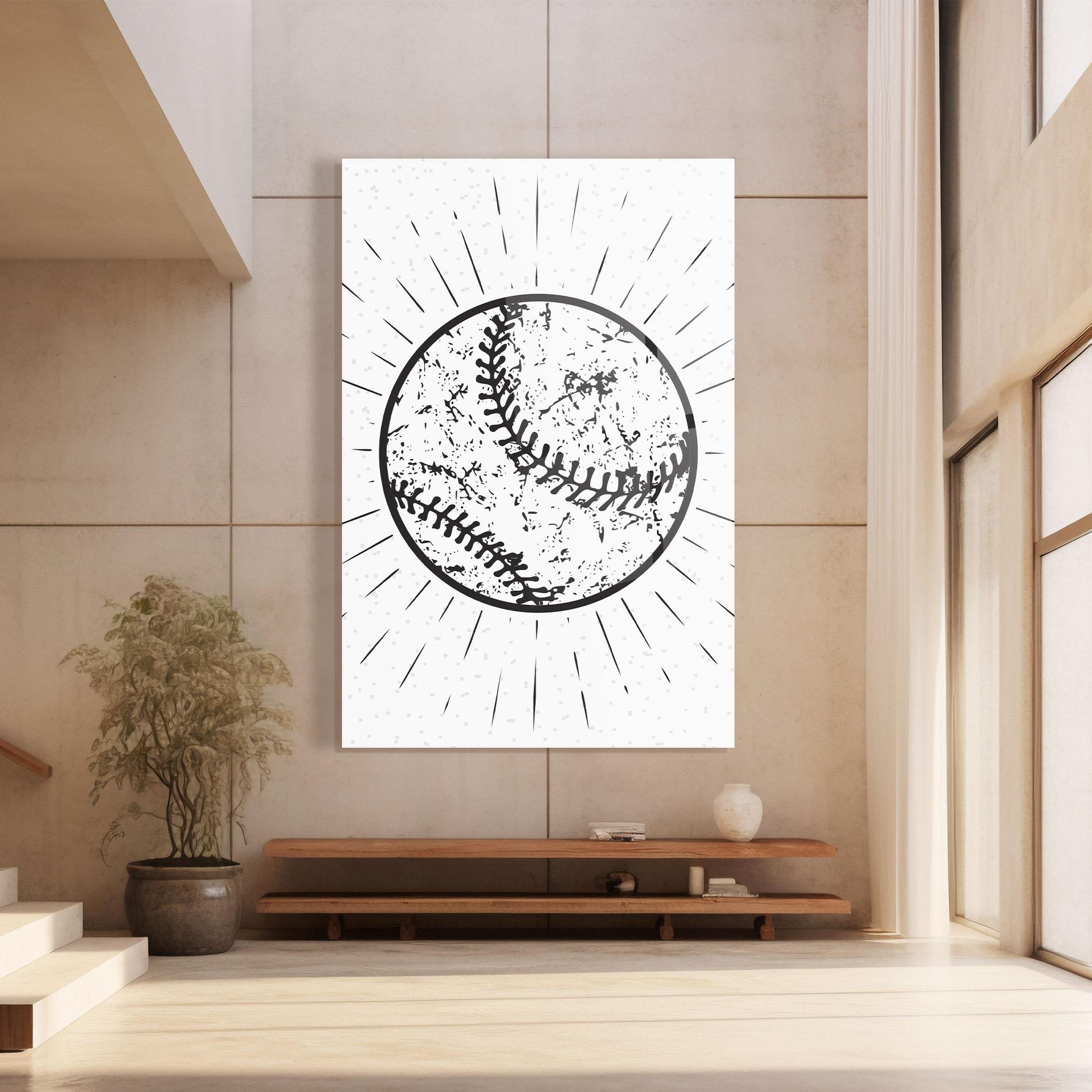 Tablou Sticla Baseball Ball Line mockup 8