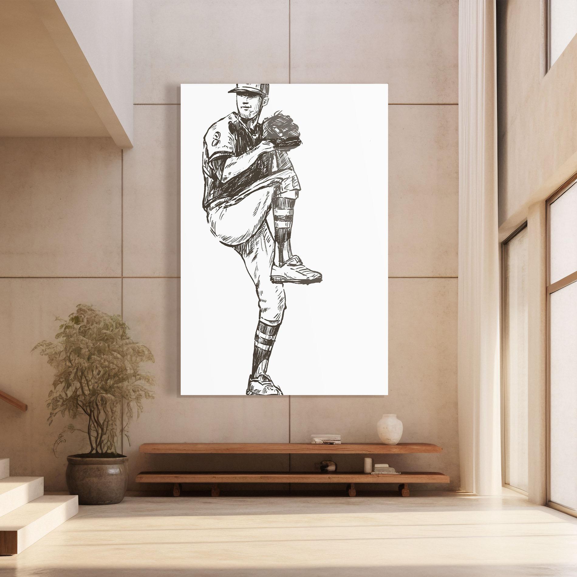 Tablou Sticla Baseball Player Line mockup 8
