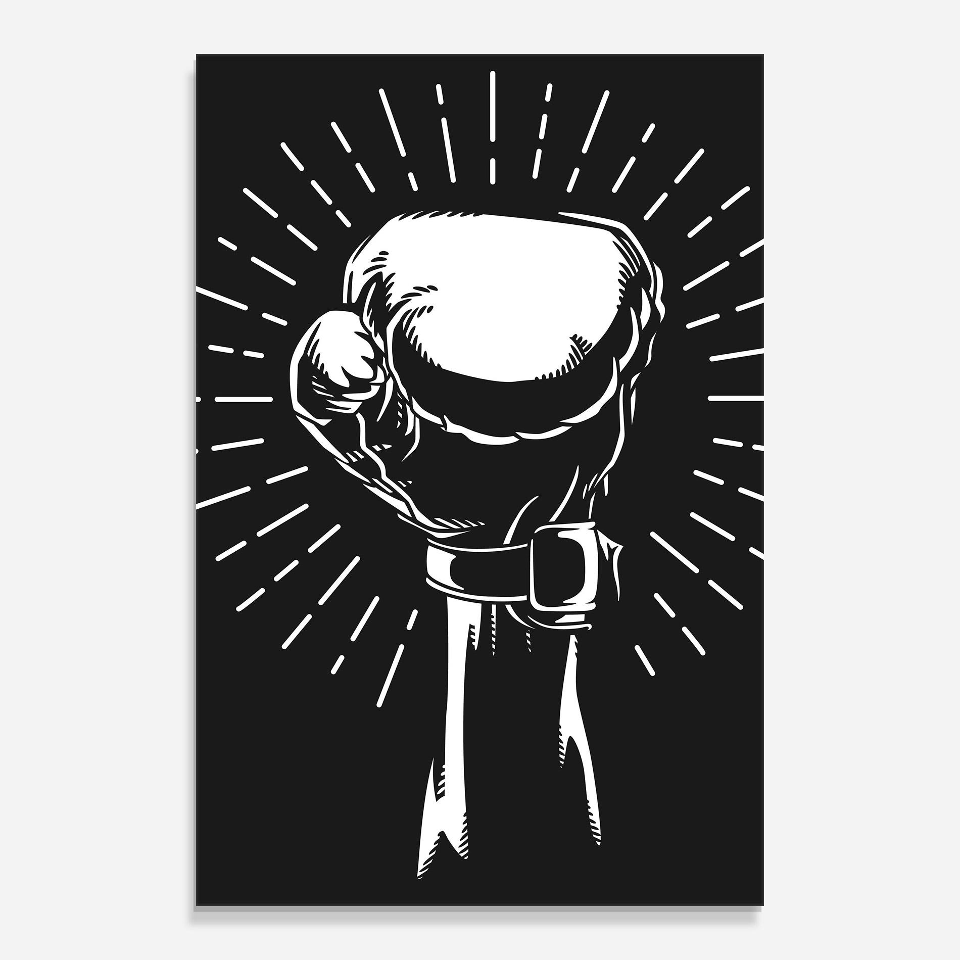 Tablou Sticla Grey Hand Boxing mockup 0