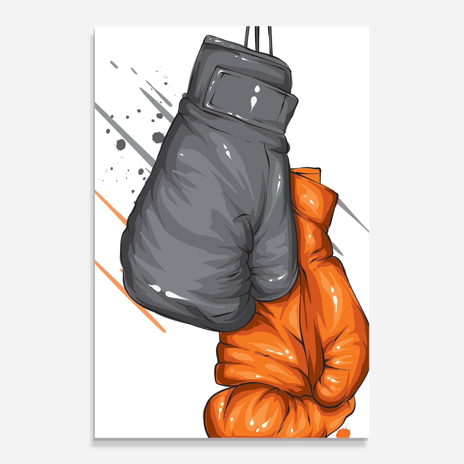 Tablou Sticla Grey Orange Glove mockup 0