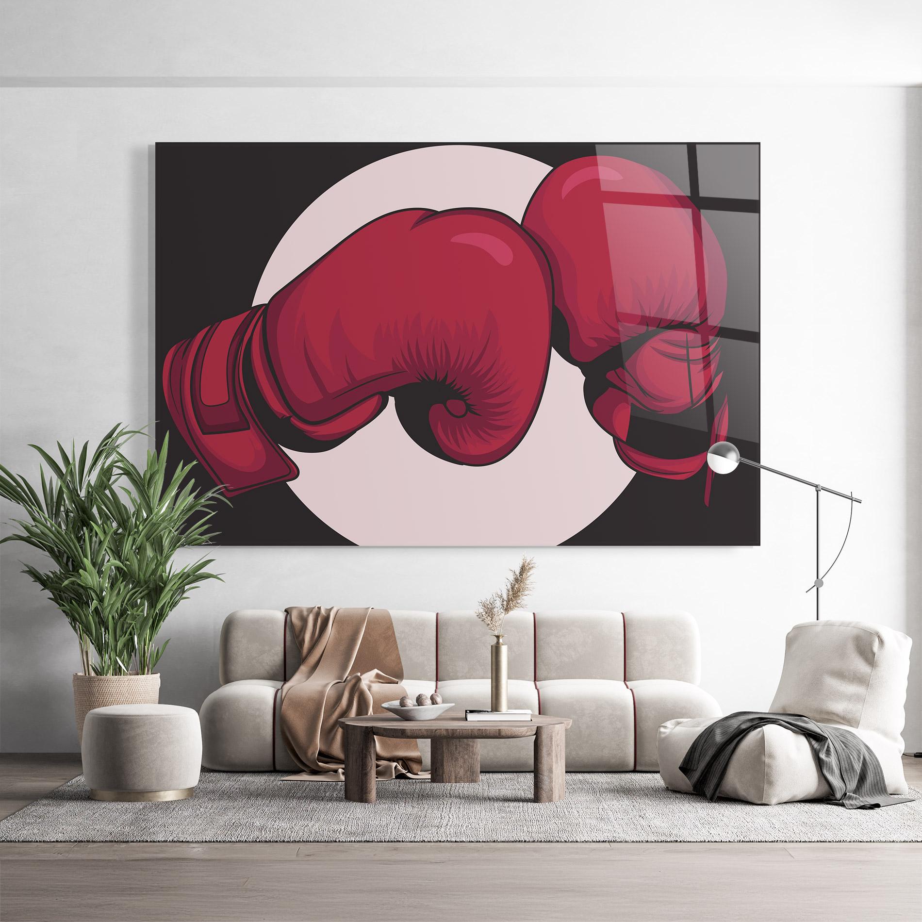 Tablou Sticla Boxing Cream Circle mockup 9