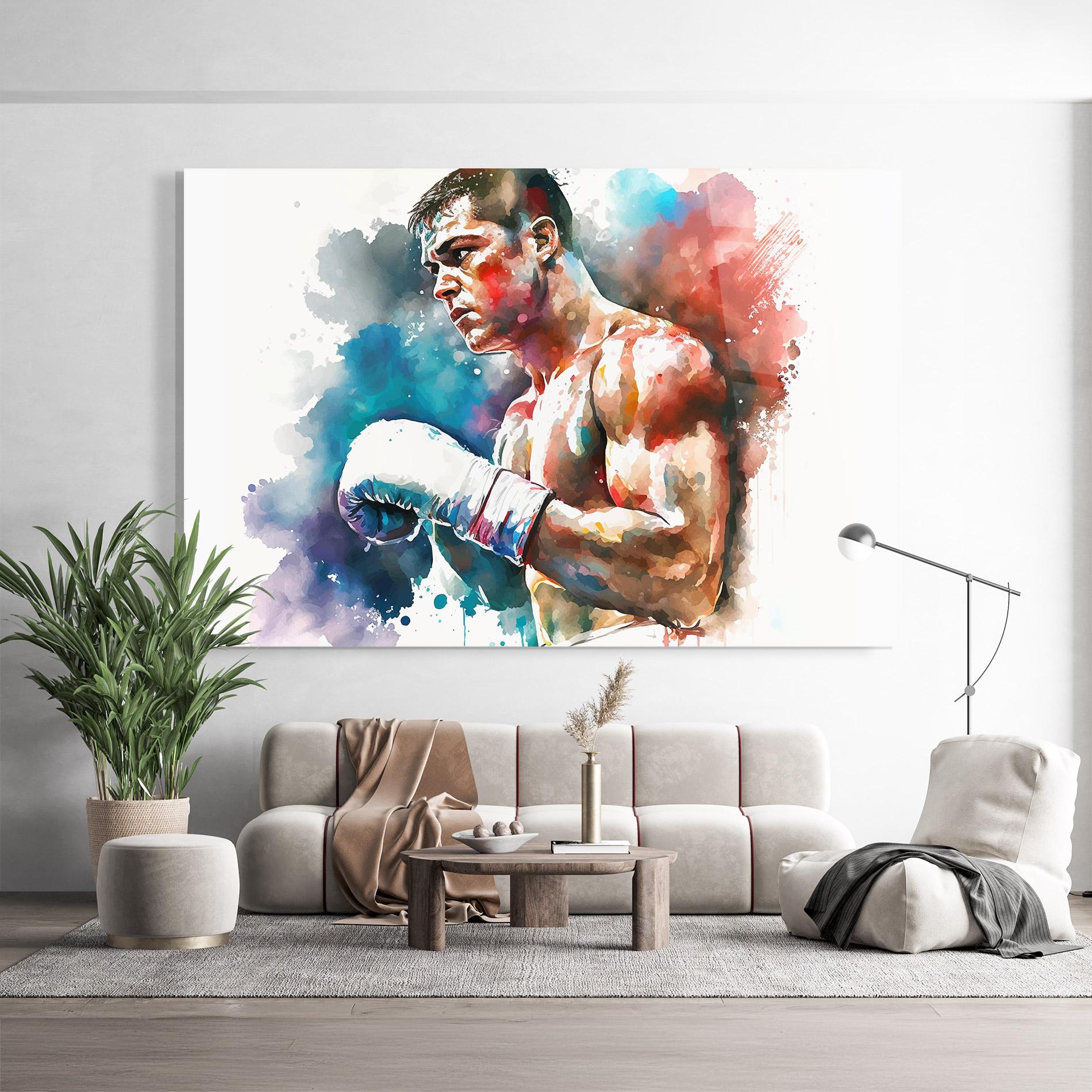 Tablou Sticla Boxing Red Blue mockup 9